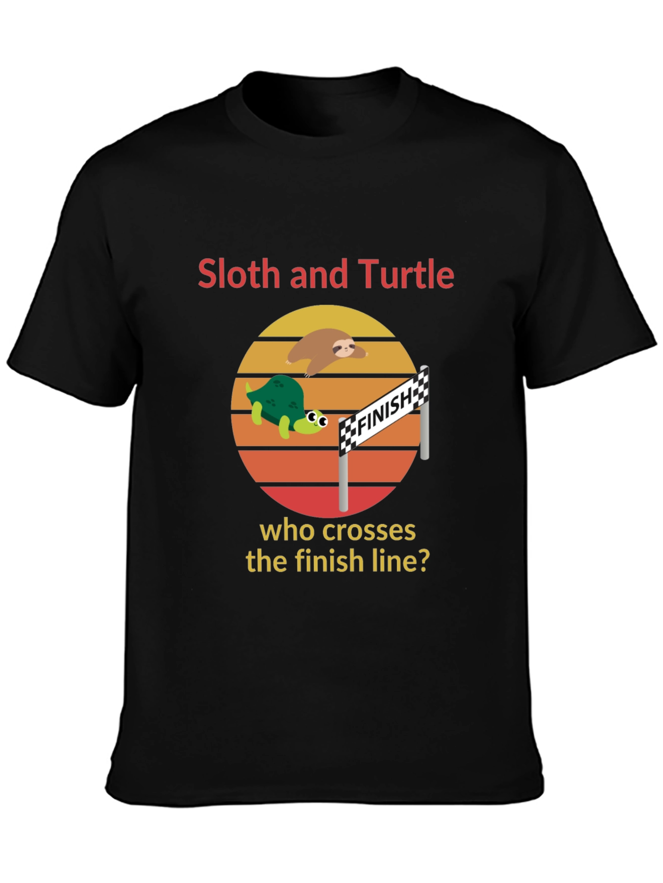 Sloth and Turtle Race T-Shirt Funny Graphic Tee