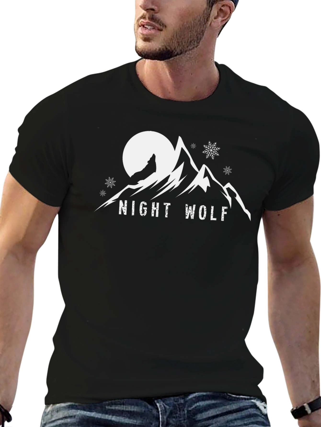 Night Wolf Graphic Tee - Mountain Moon Design