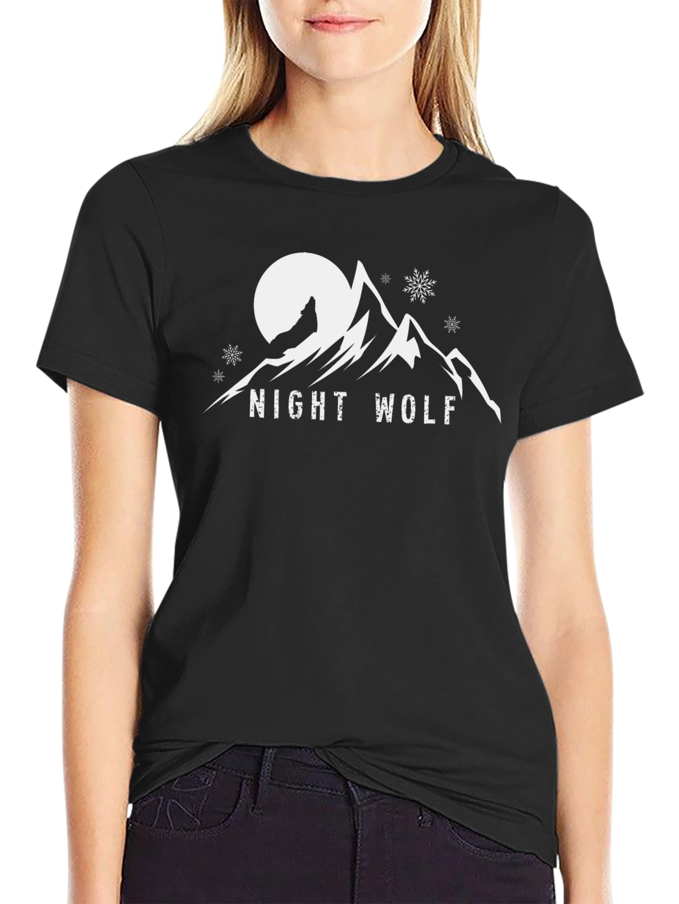Night Wolf Graphic Tee - Mountain Moon Design