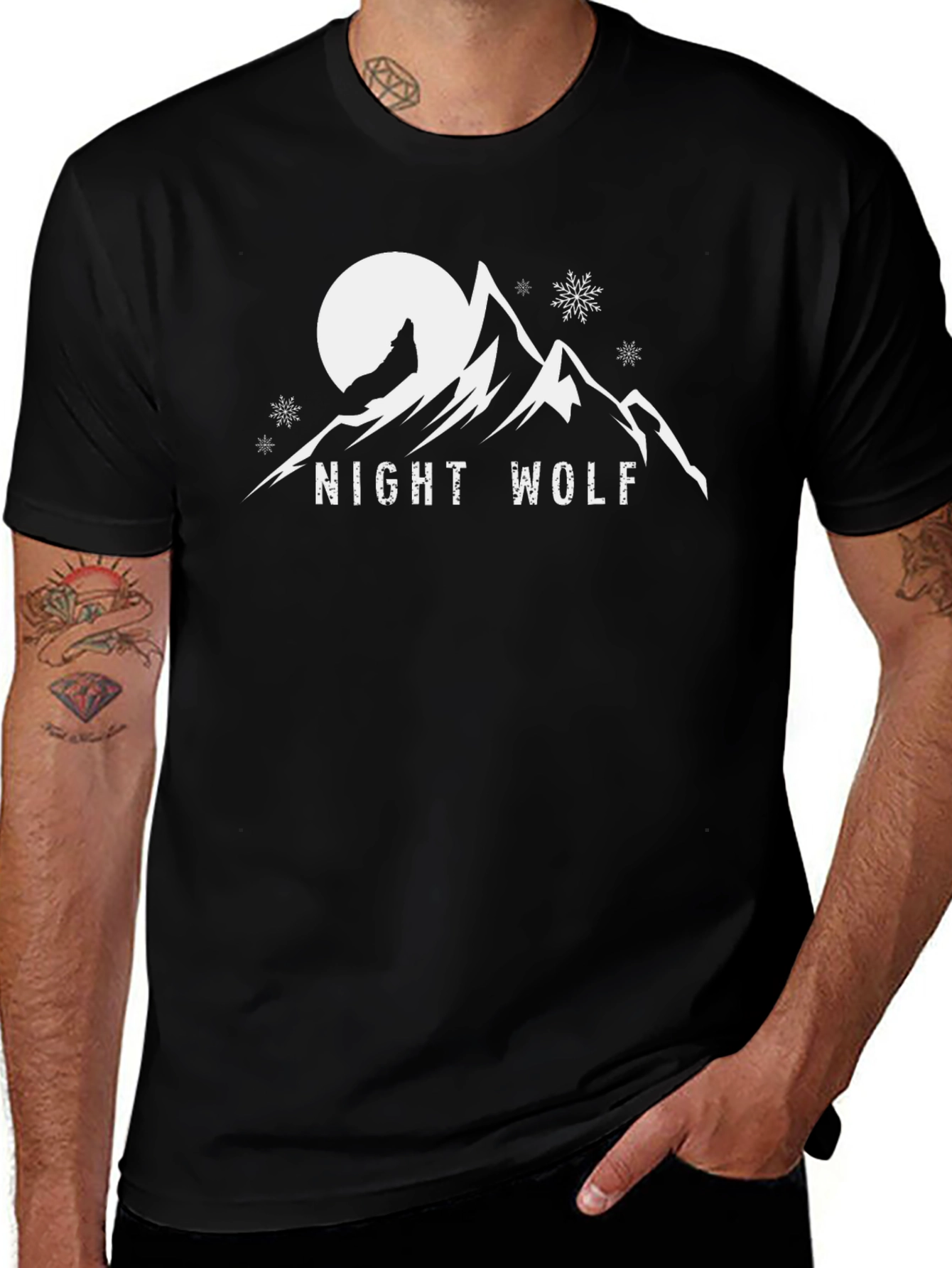 Night Wolf Graphic Tee - Mountain Moon Design