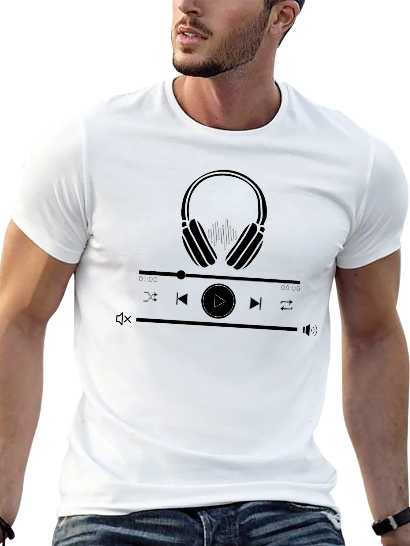 Music Player Graphic Tee - Black