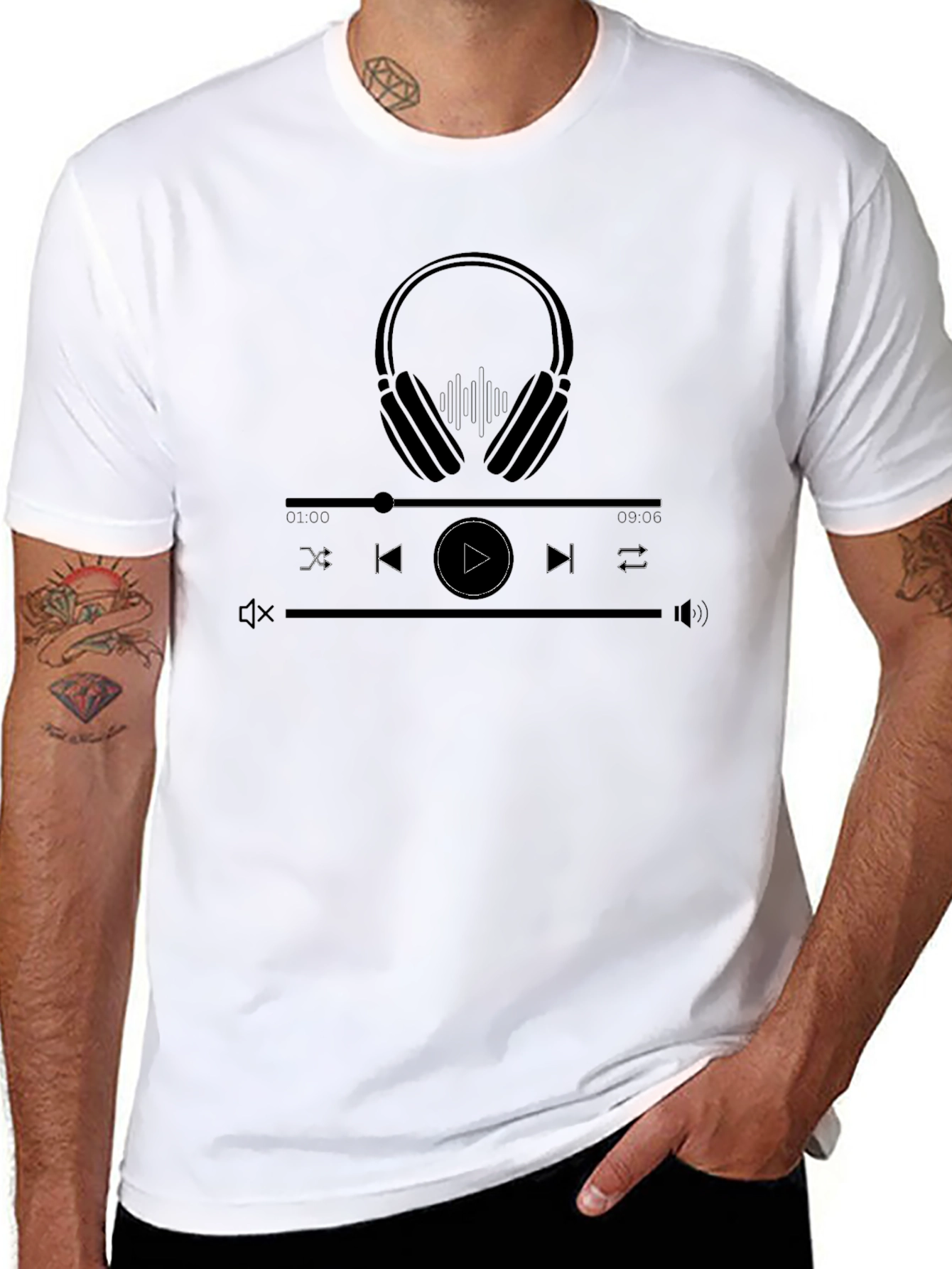 Music Player Graphic Tee - Black