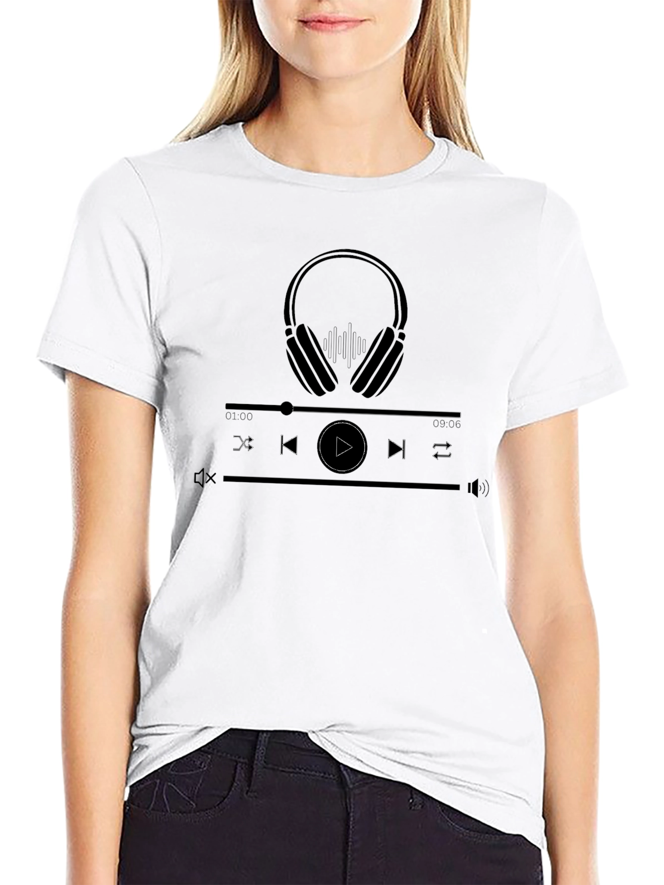 Music Player Graphic Tee - Black