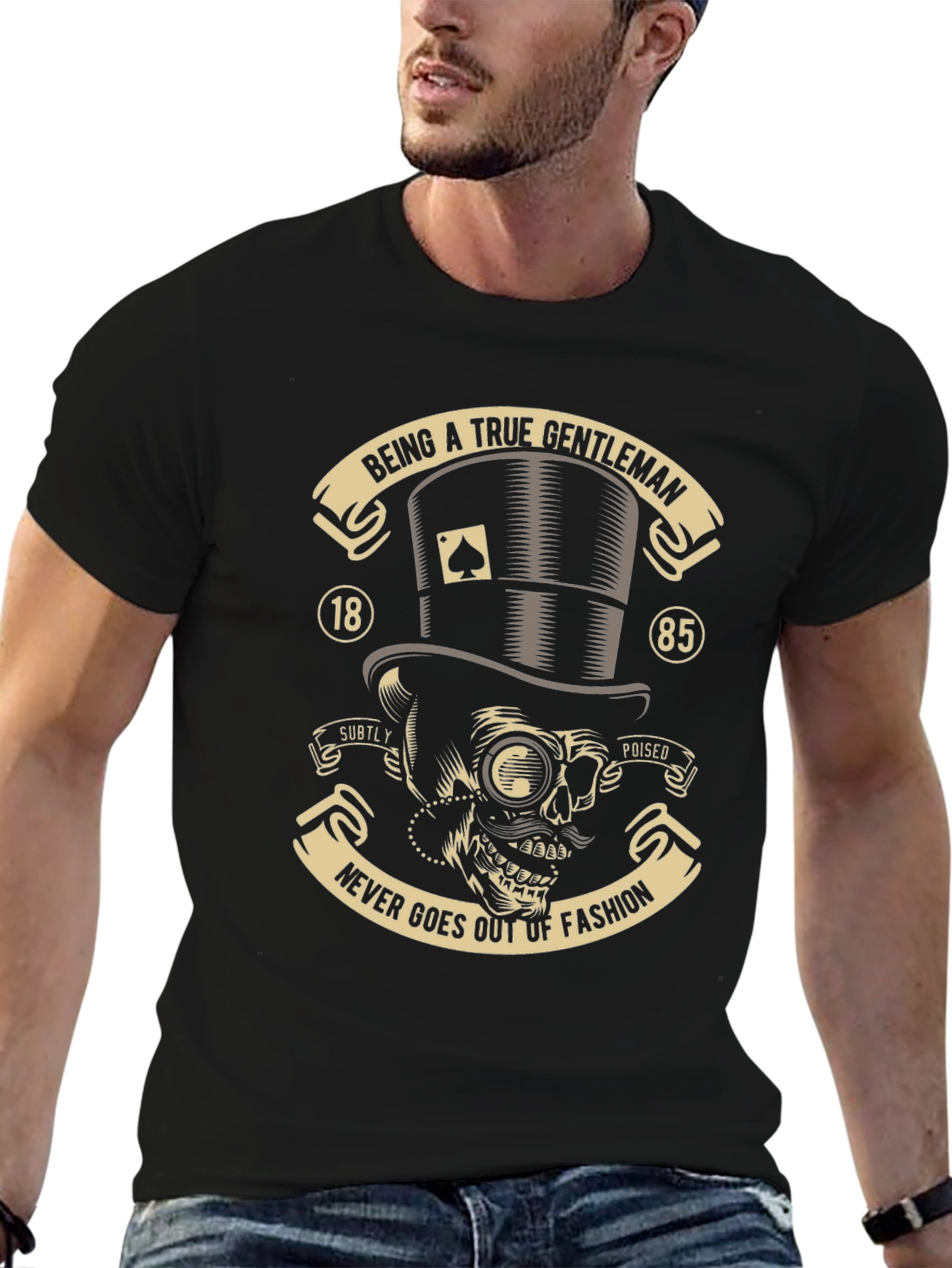 Gentleman Skull Graphic Tee - Never Out of Fashion