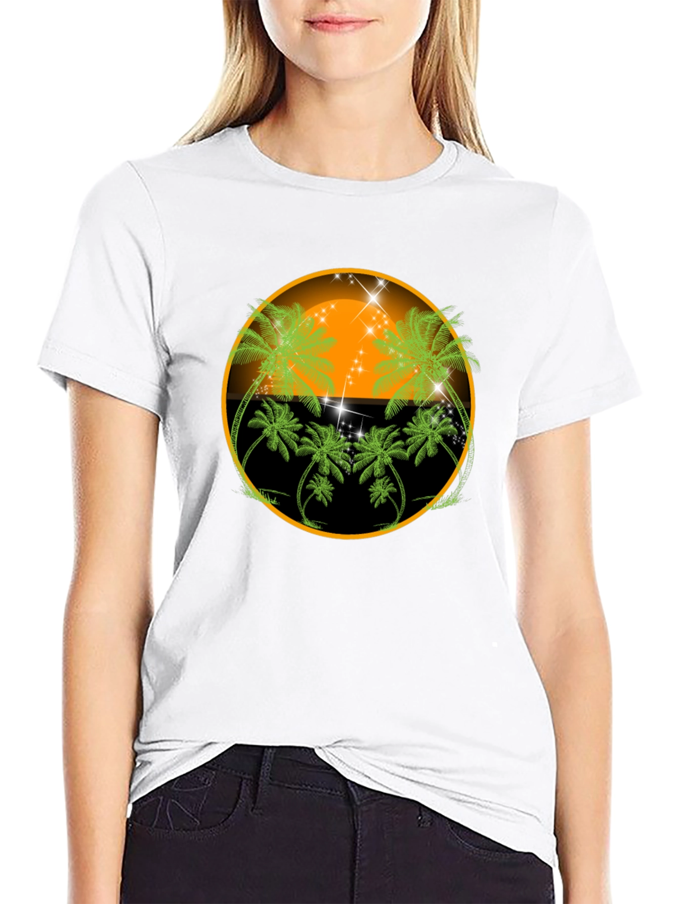Tropical Palm Tree Sunset Graphic Tee