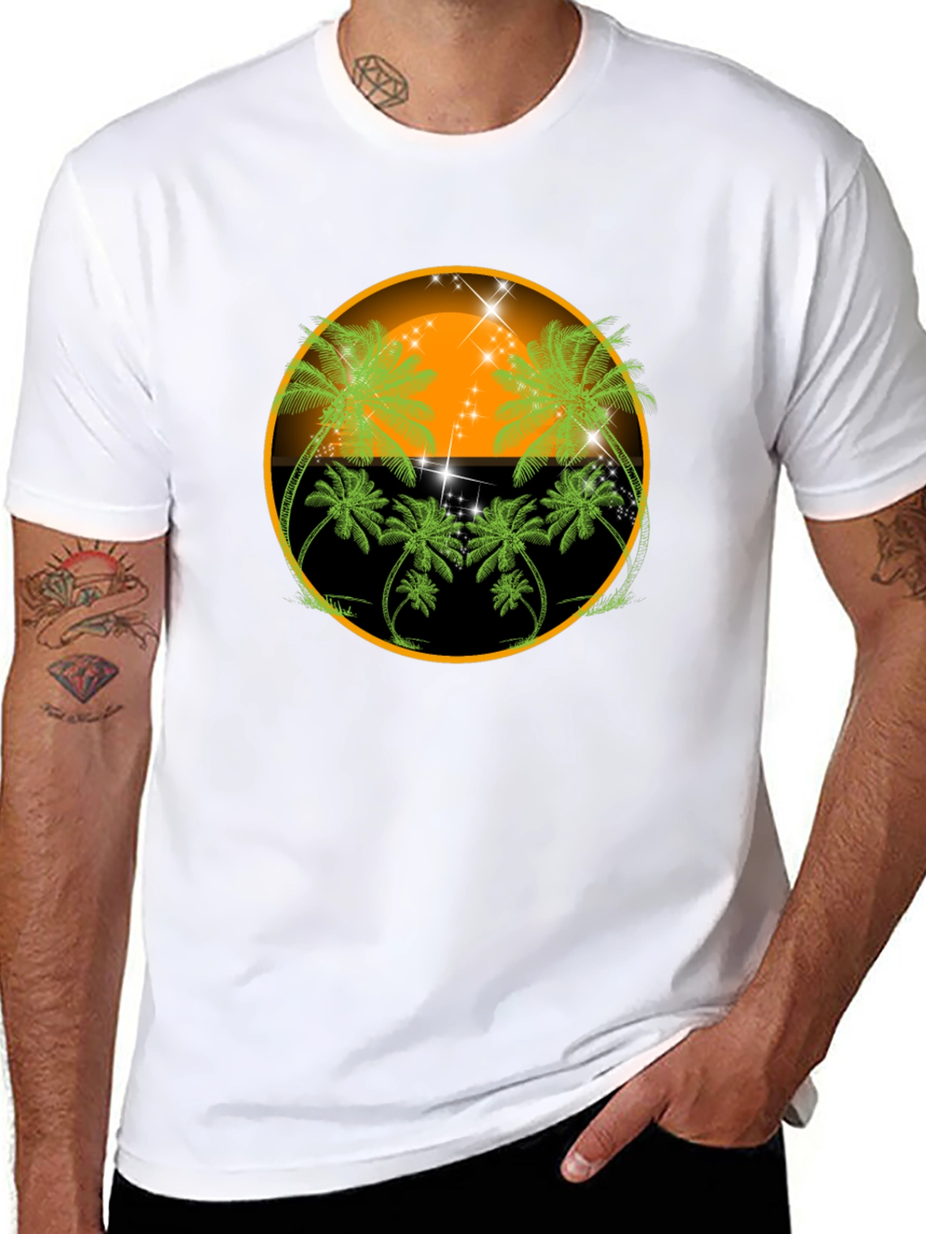 Tropical Palm Tree Sunset Graphic Tee