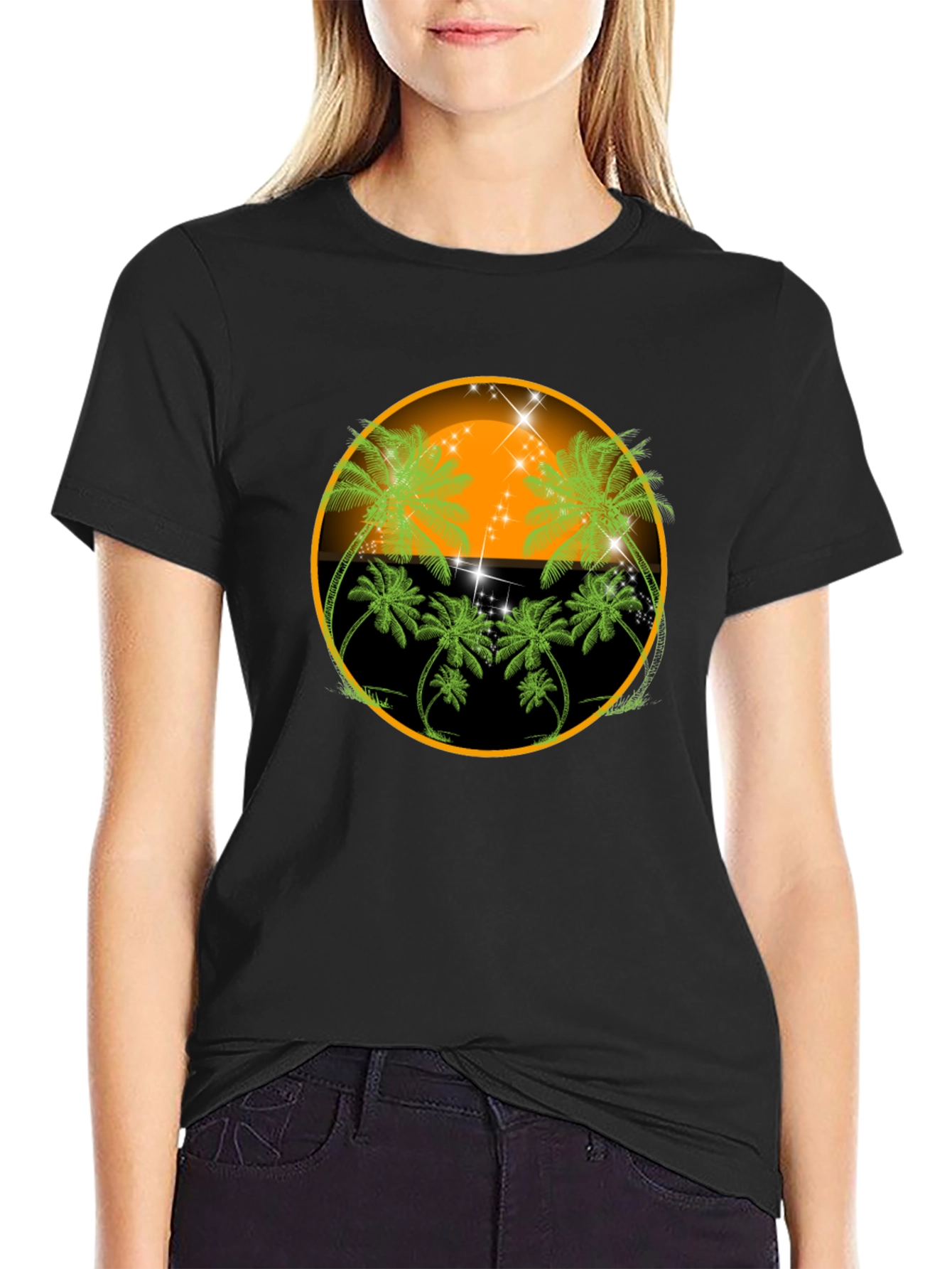 Tropical Palm Tree Sunset Graphic Tee