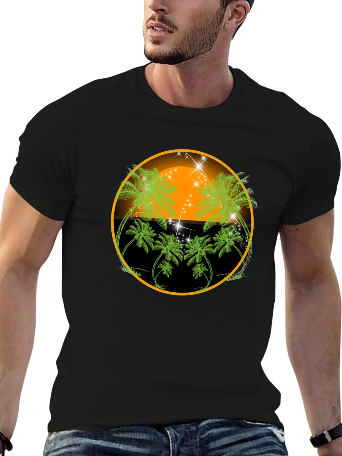 Tropical Palm Tree Sunset Graphic Tee