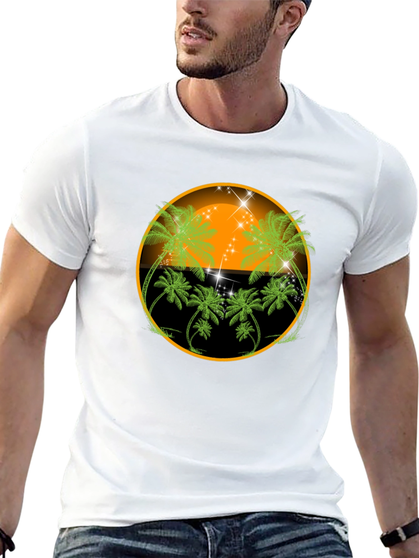 Tropical Palm Tree Sunset Graphic Tee