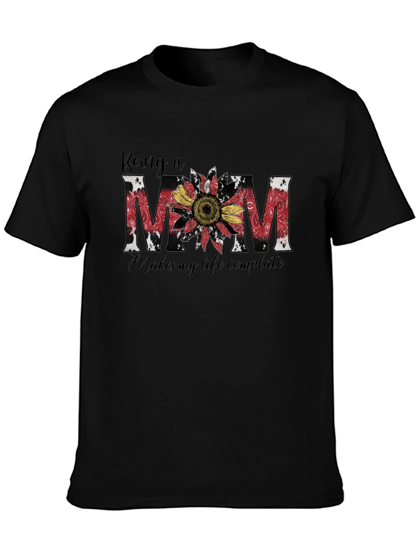 Being A Mom Sunflower Graphic T-Shirt