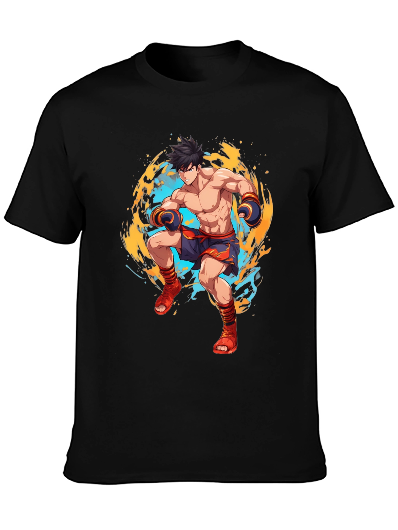 Martial Arts Anime Graphic Black T-Shirt