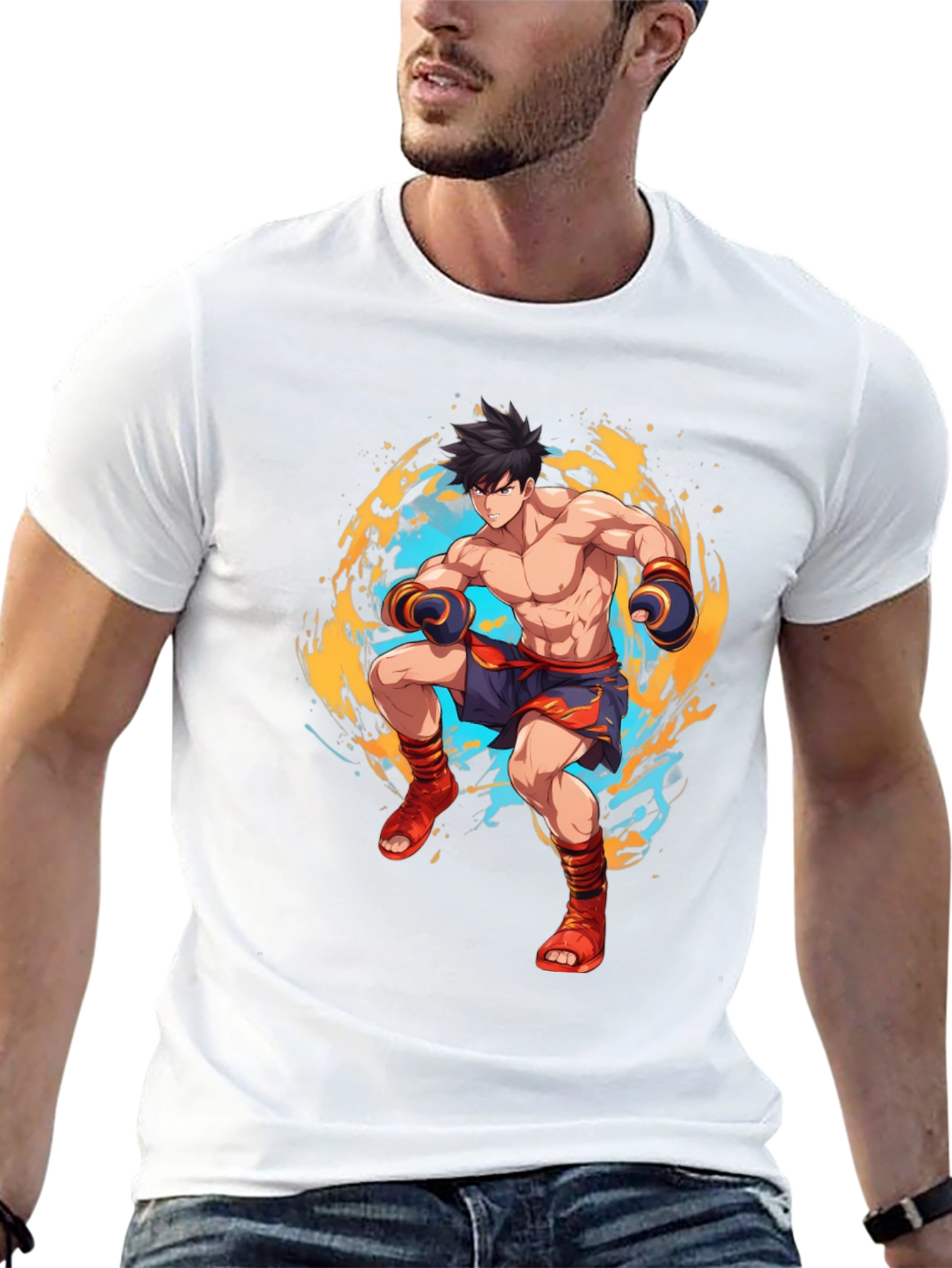 Martial Arts Anime Graphic Black T-Shirt