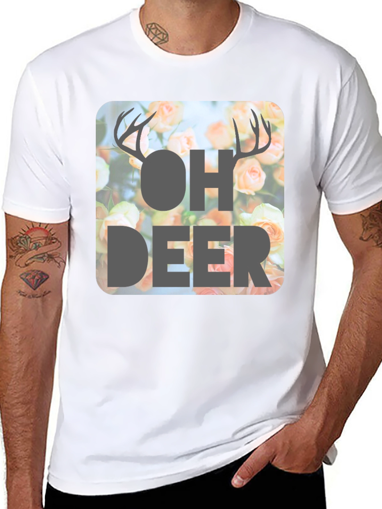 Oh Deer Floral Graphic T-Shirt