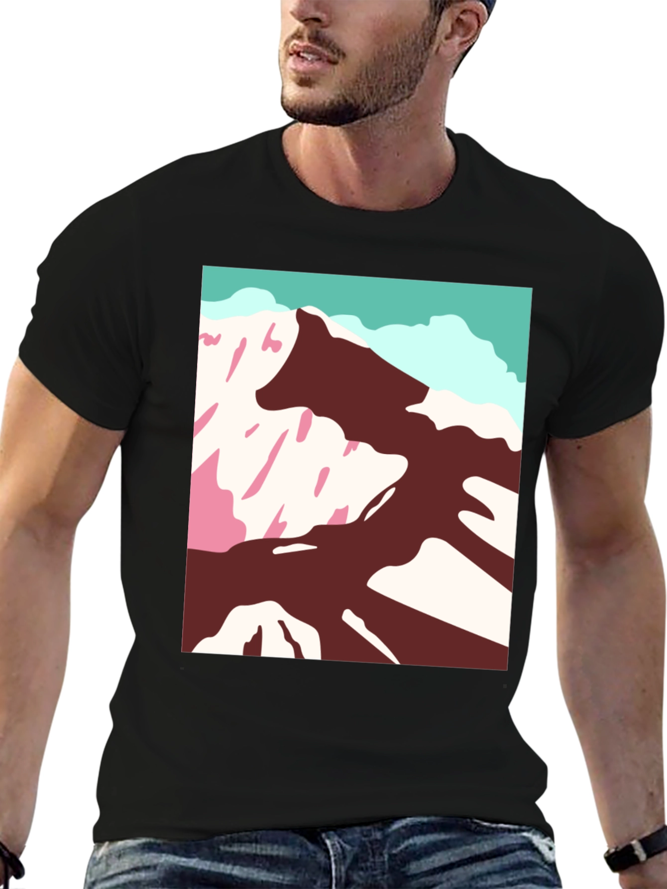 Mountain Graphic Tee - Stylish Black Cotton T-Shirt