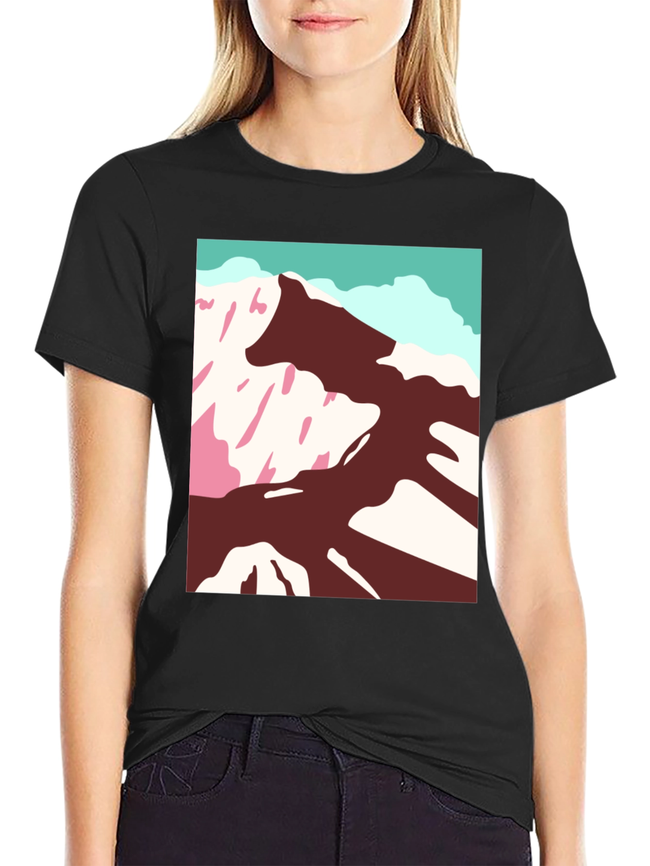 Mountain Graphic Tee - Stylish Black Cotton T-Shirt