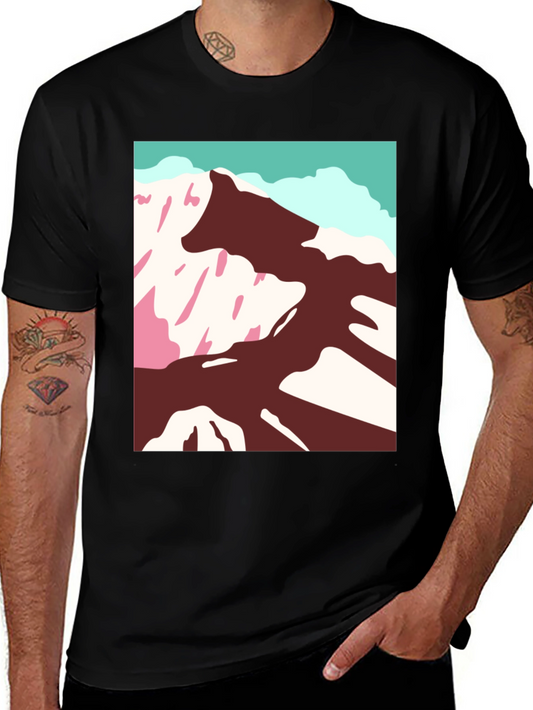 Mountain Graphic Tee - Stylish Black Cotton T-Shirt