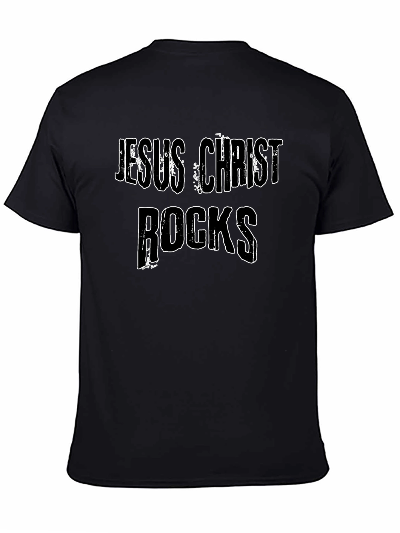 Jesus Christ Rocks Graphic T-Shirt - Black Cotton Tee