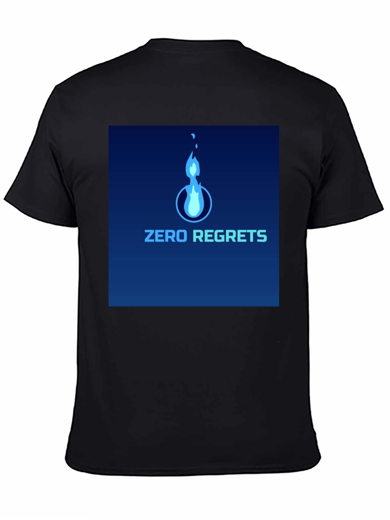 Zero Regrets Graphic Tee - Stylish Blue Flame Design