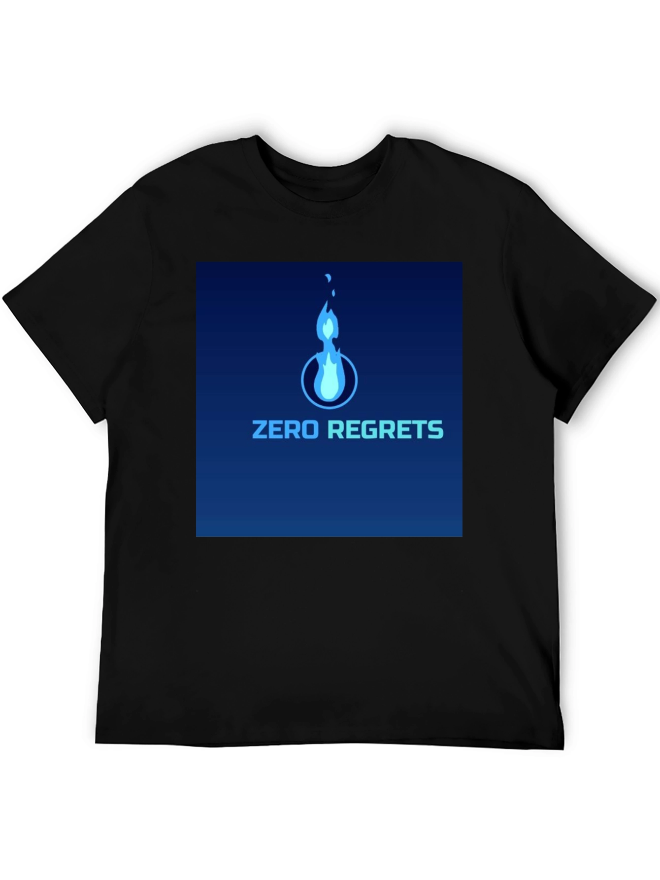 Zero Regrets Graphic Tee - Stylish Blue Flame Design