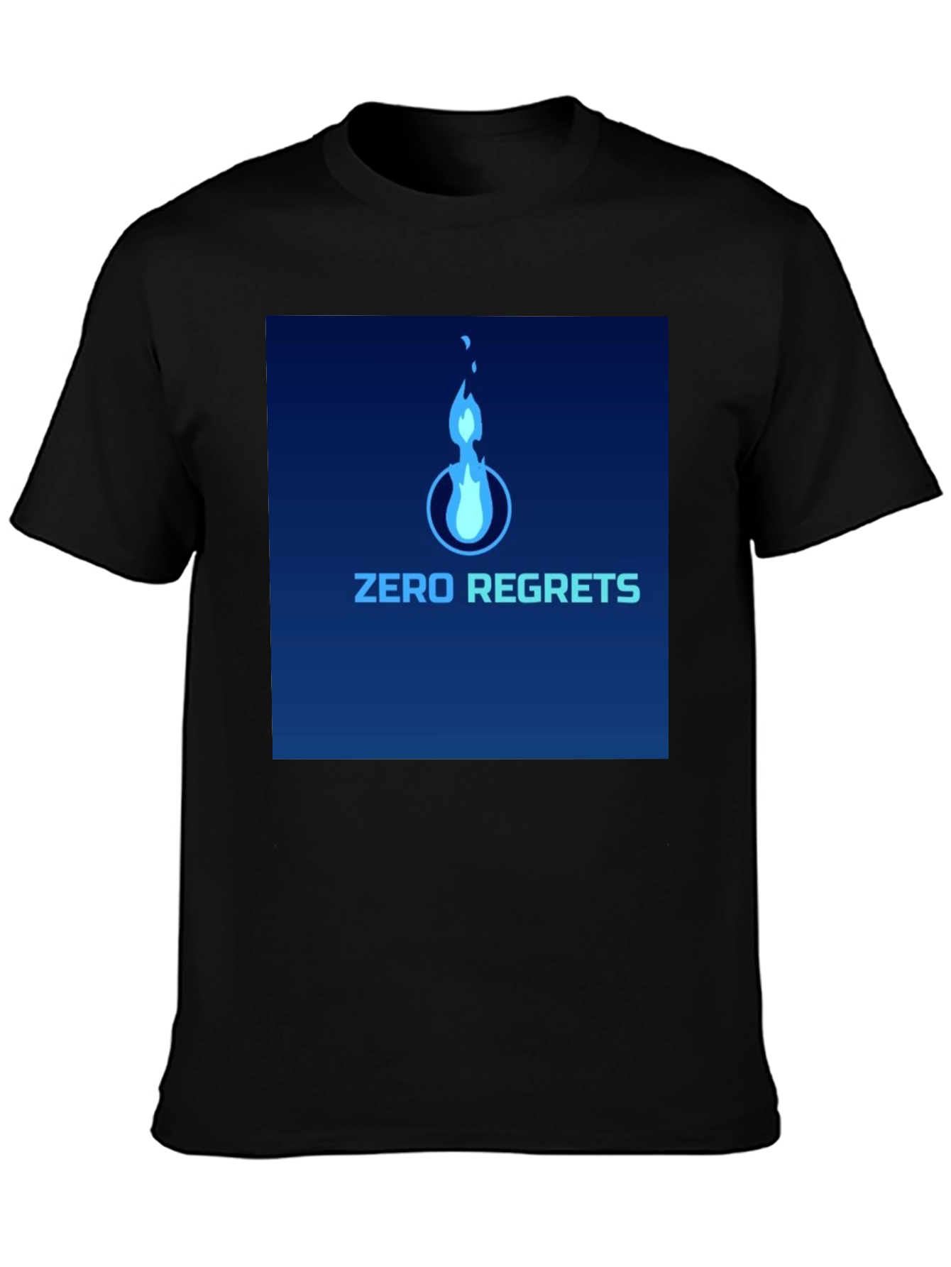 Zero Regrets Graphic Tee - Stylish Blue Flame Design