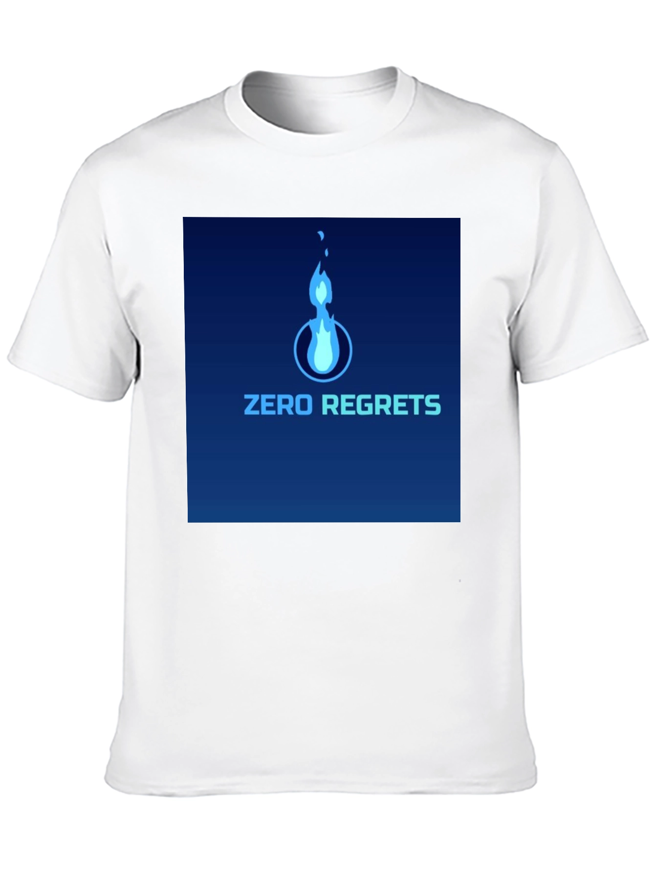 Zero Regrets Graphic Tee - Stylish Blue Flame Design
