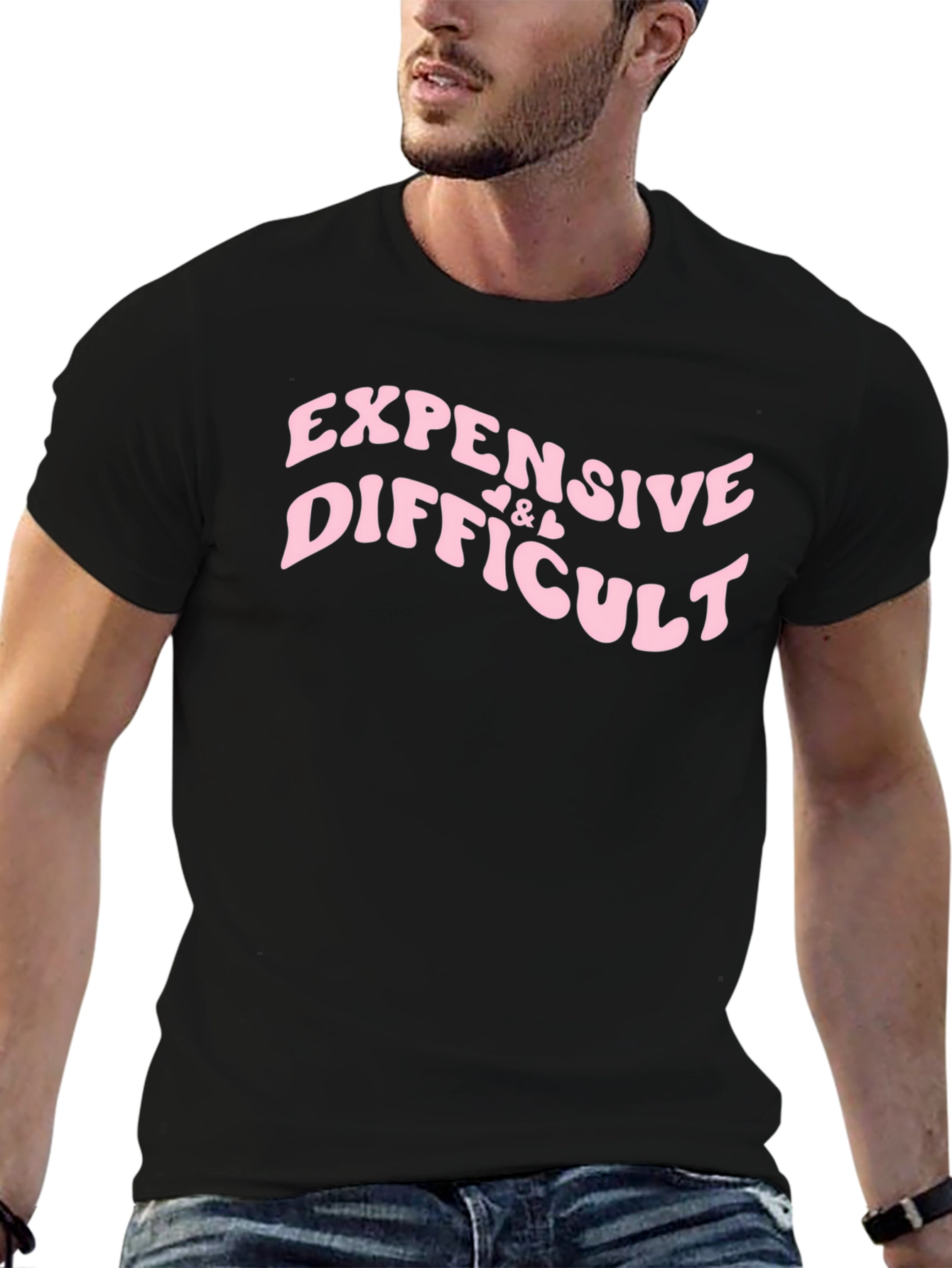 Expensive & Difficult Slogan Tee - Black