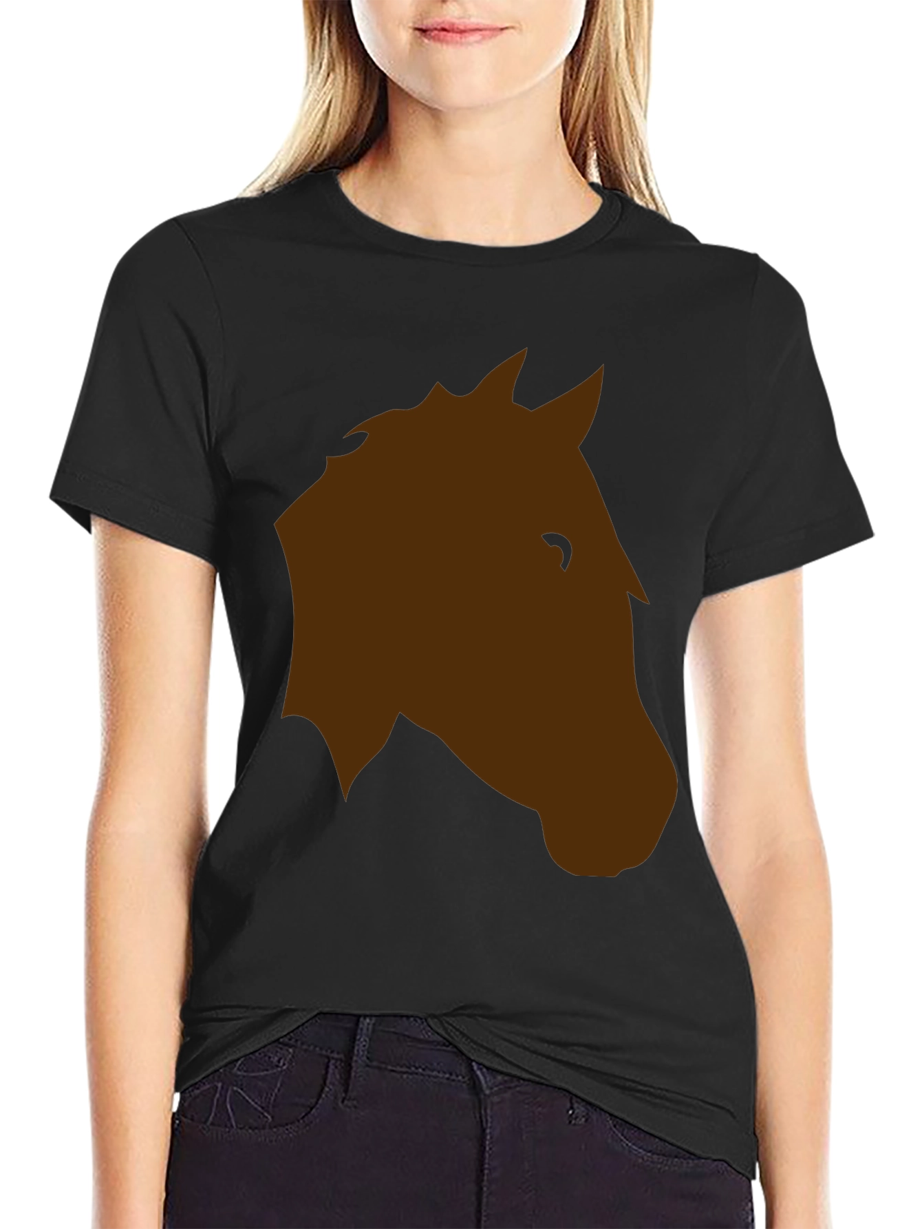 Horse Head Graphic T-Shirt - Casual Black Tee