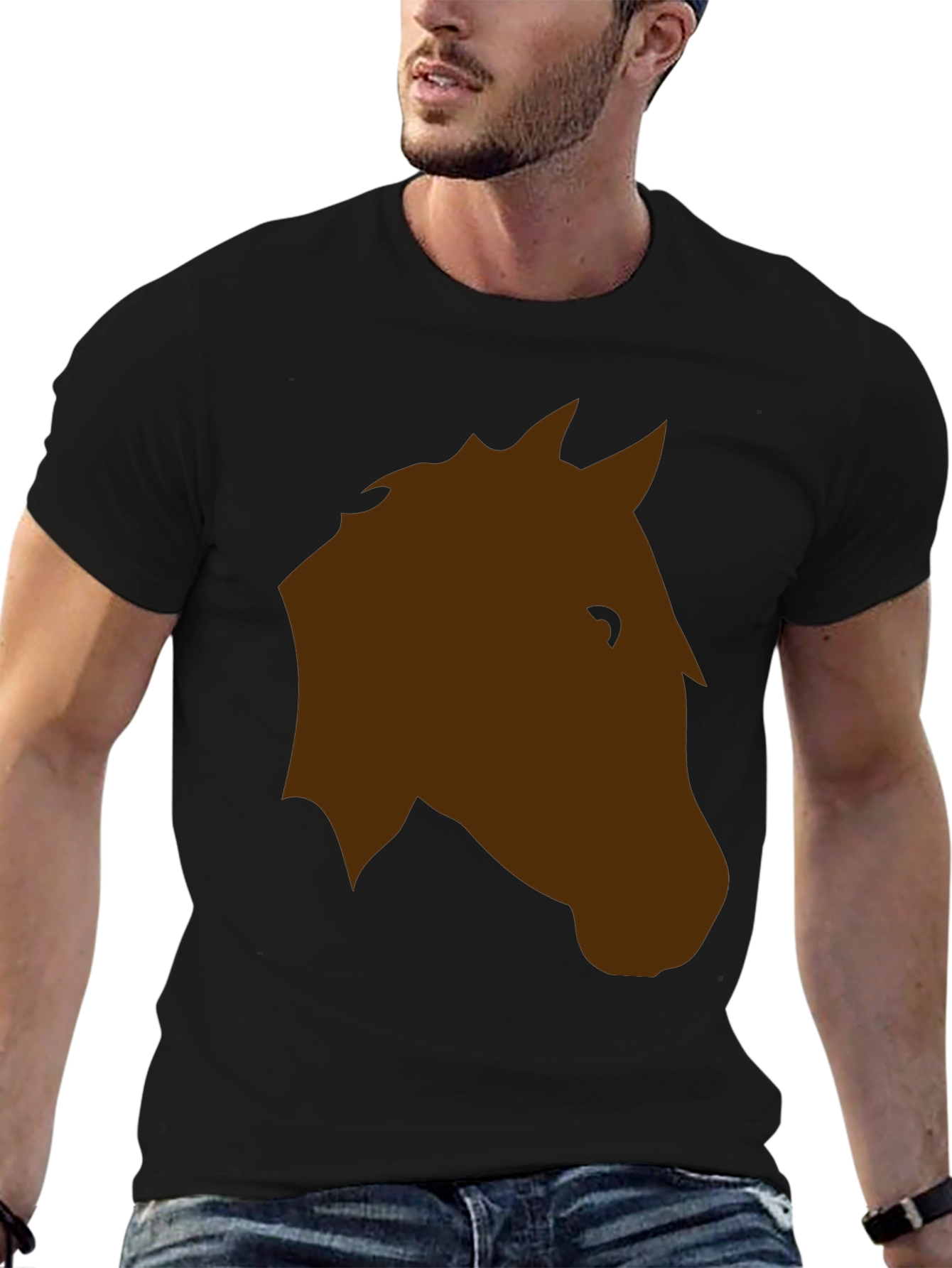 Horse Head Graphic T-Shirt - Casual Black Tee