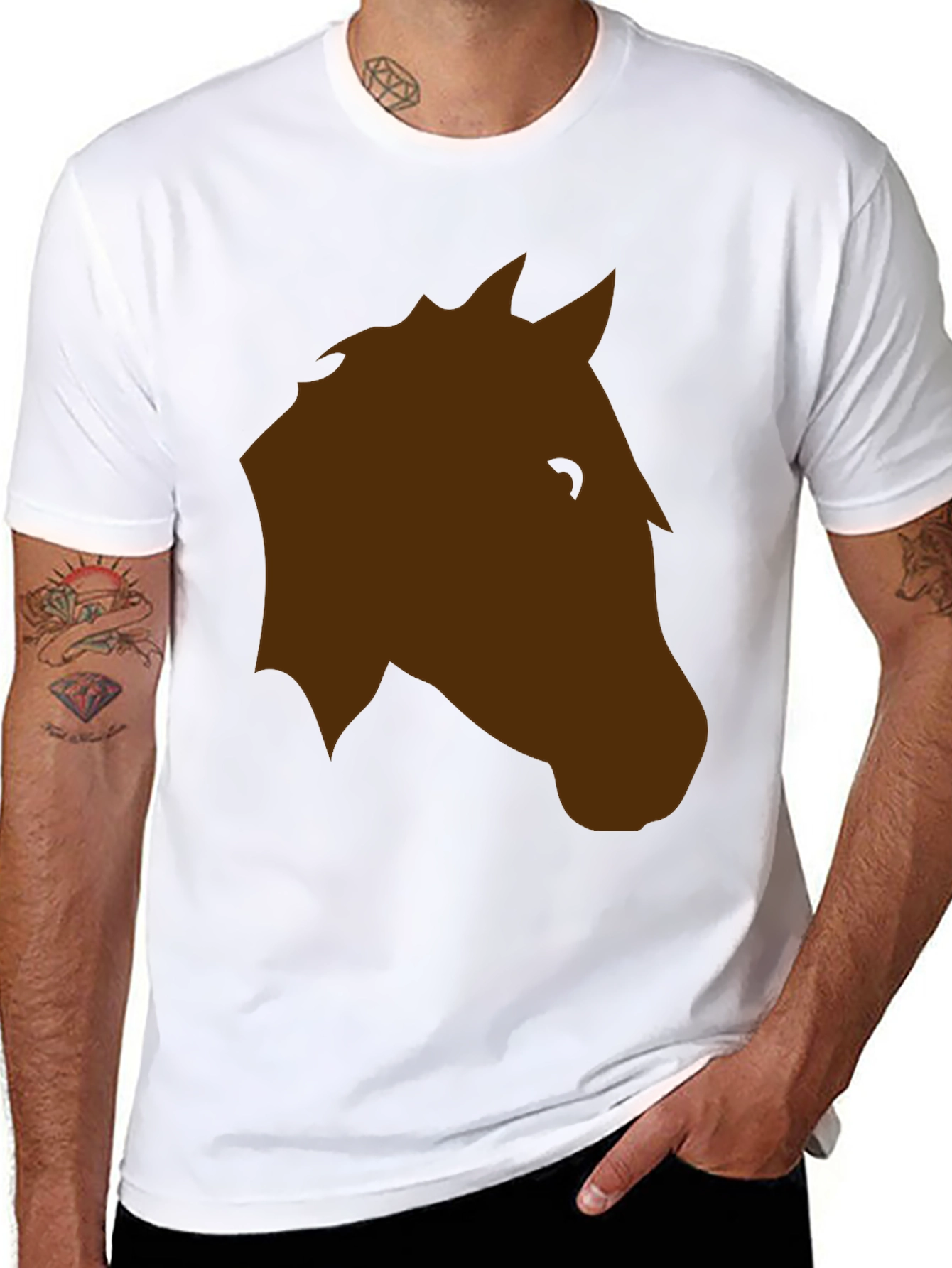 Horse Head Graphic T-Shirt - Casual Black Tee