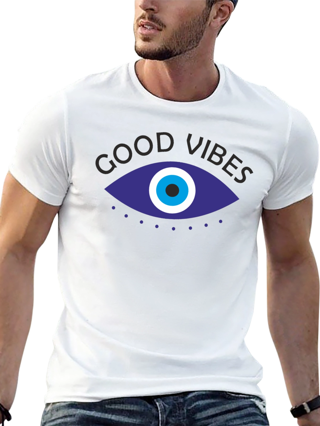 Good Vibes Evil Eye Graphic Tee - Black Unisex