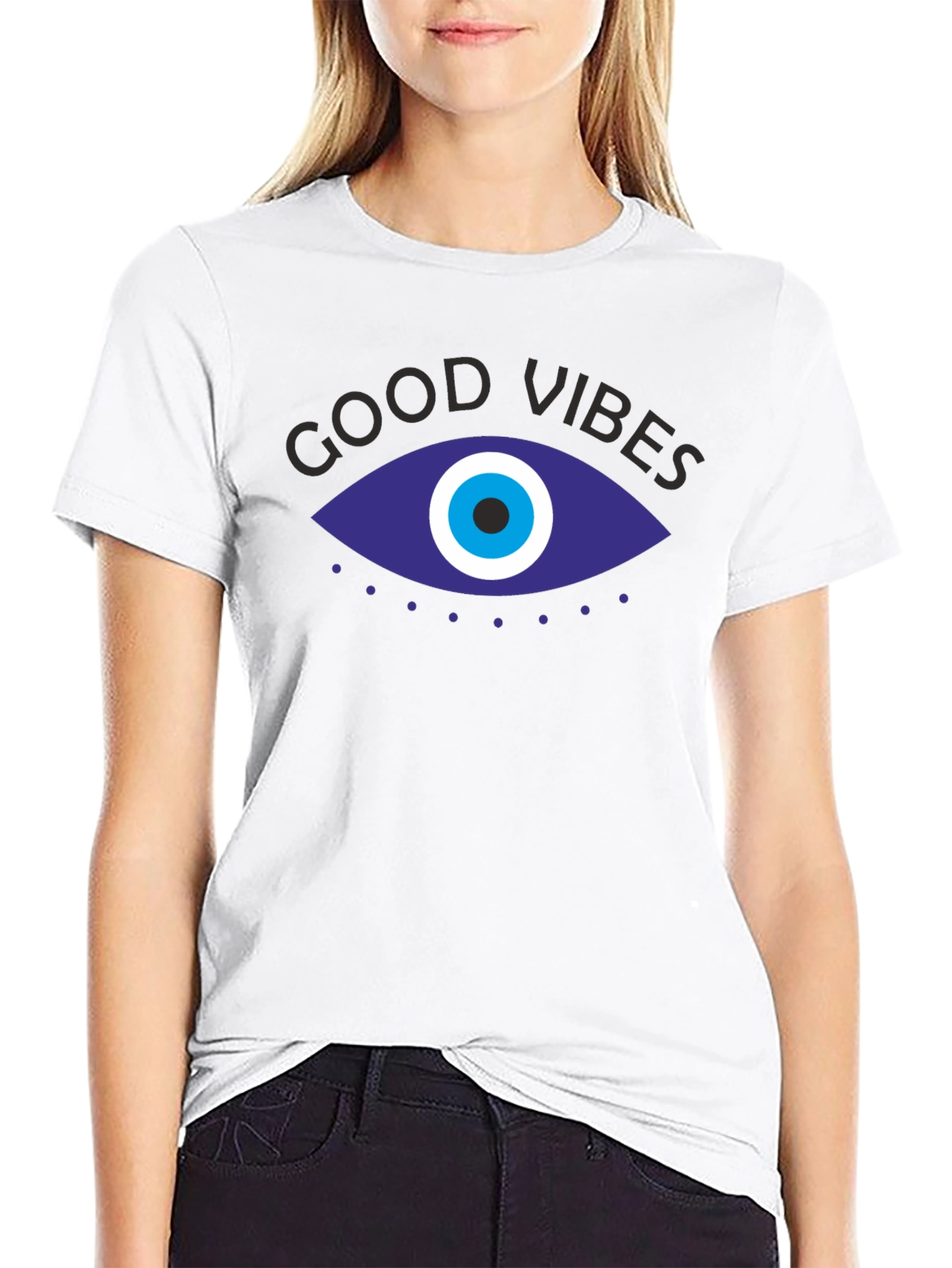 Good Vibes Evil Eye Graphic Tee - Black Unisex