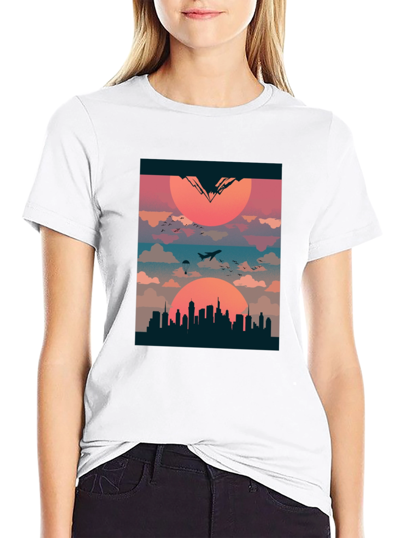 Sunset Cityscape Graphic Tee - Urban Adventure T-Shirt