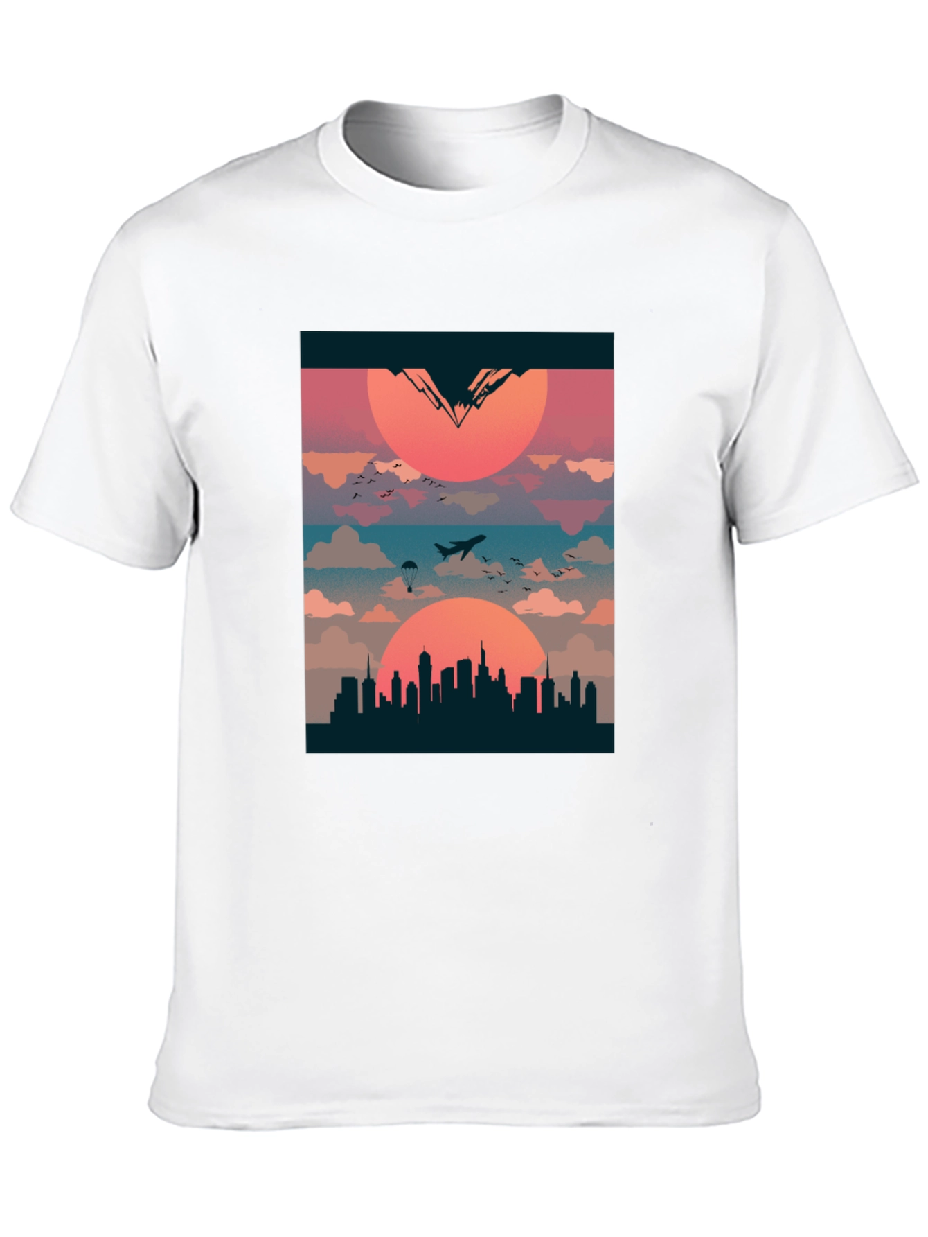 Sunset Cityscape Graphic Tee - Urban Adventure T-Shirt
