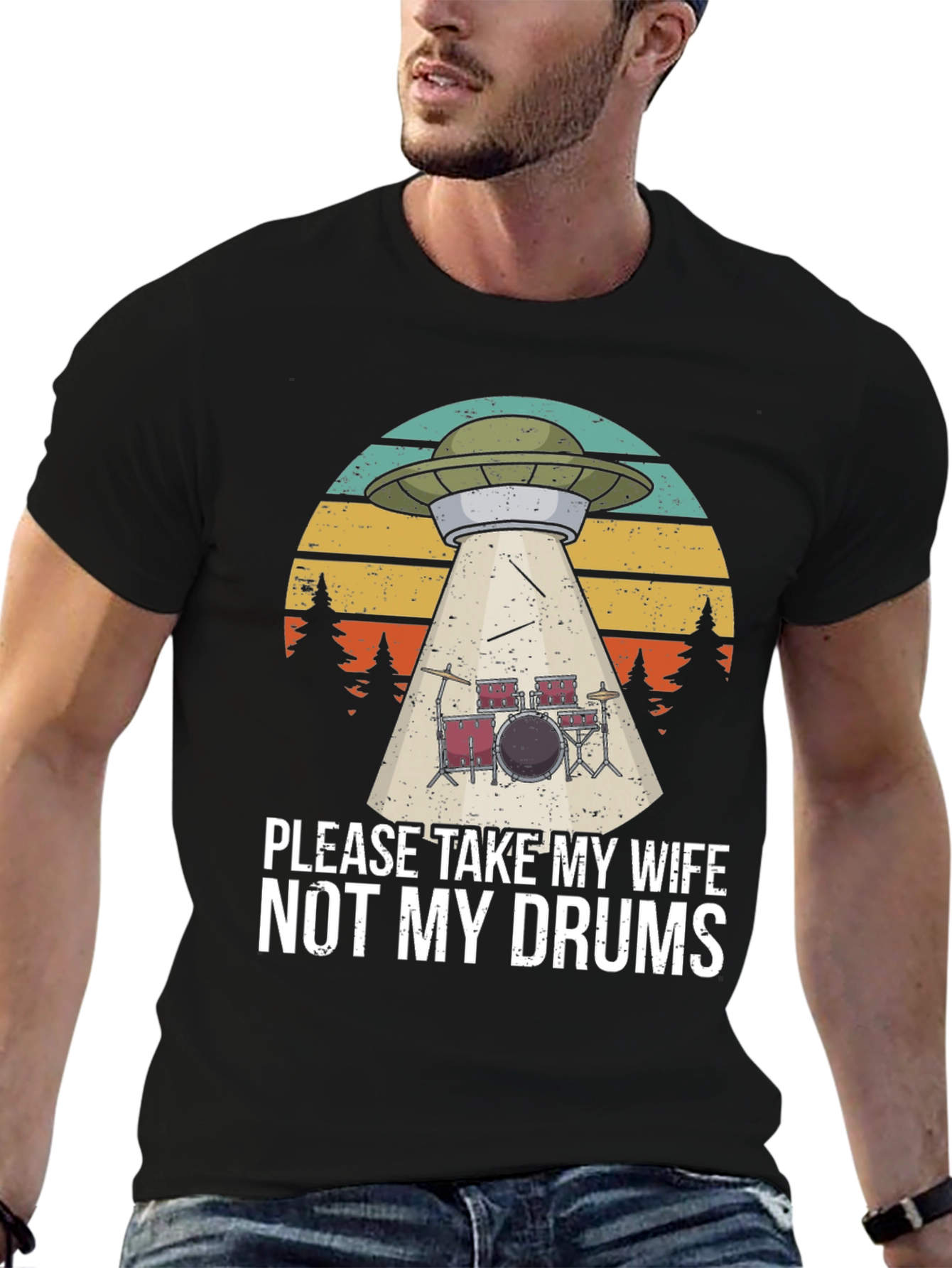 Funny UFO Abduction Drums T-Shirt