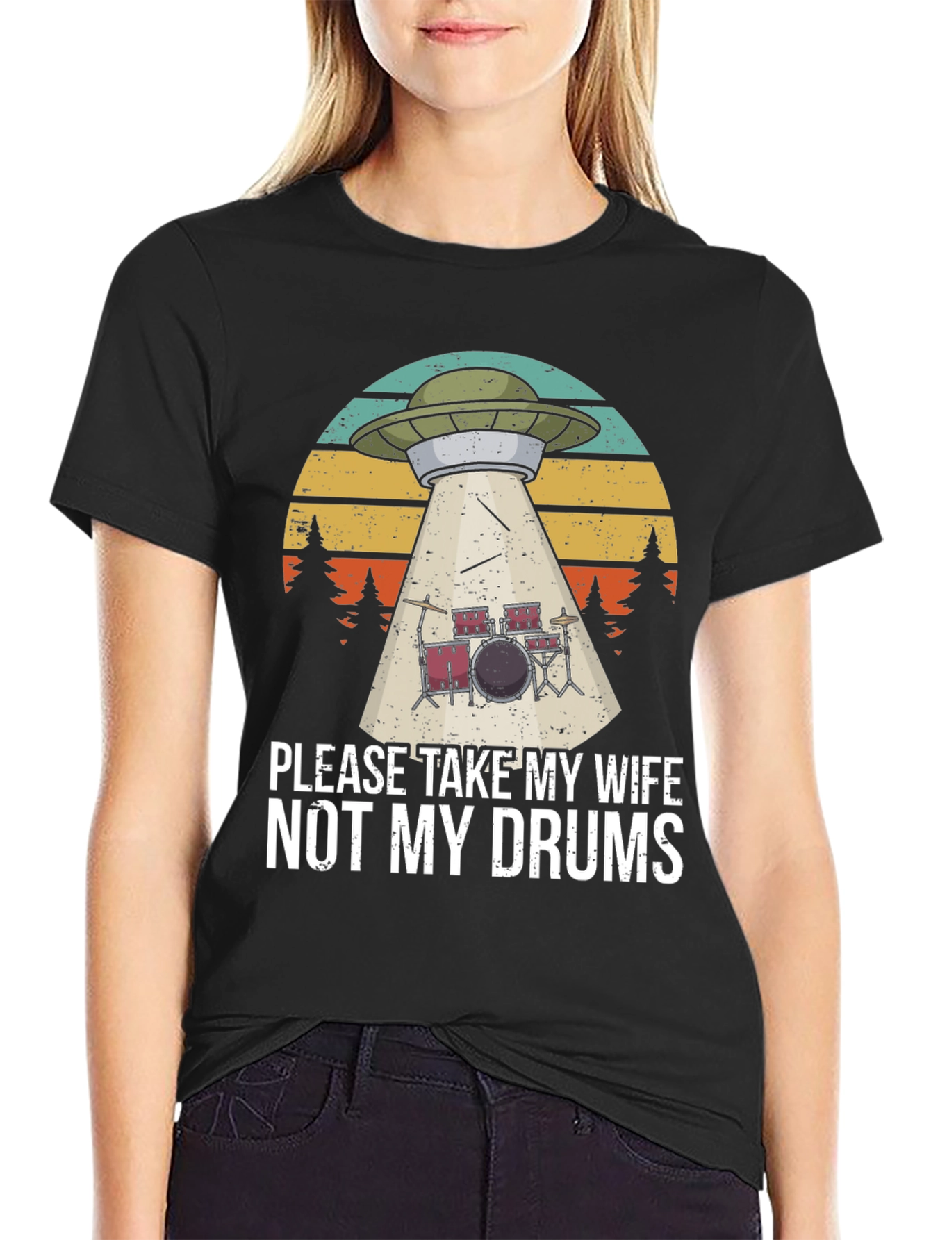 Funny UFO Abduction Drums T-Shirt