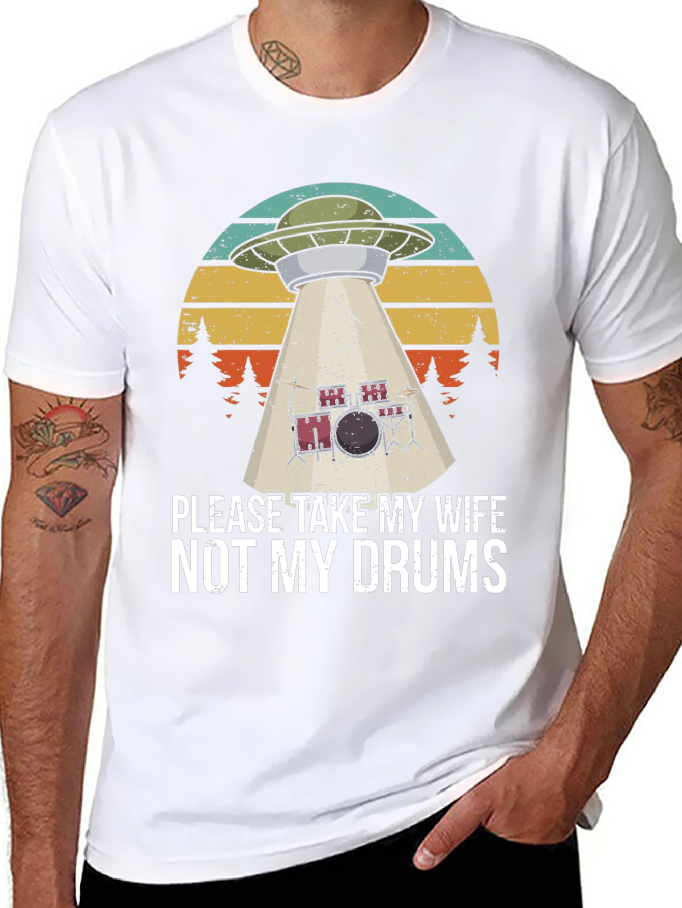Funny UFO Abduction Drums T-Shirt
