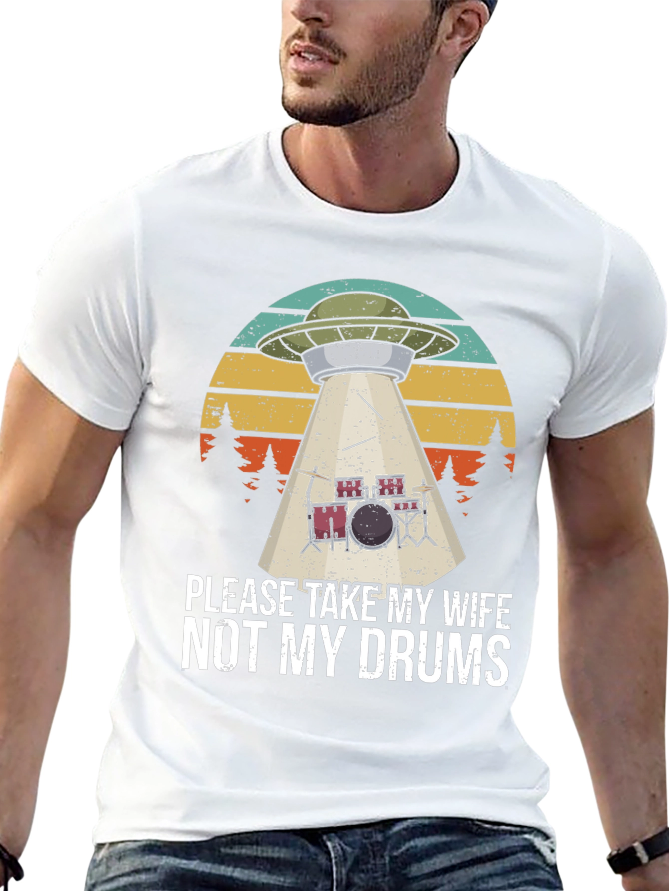 Funny UFO Abduction Drums T-Shirt