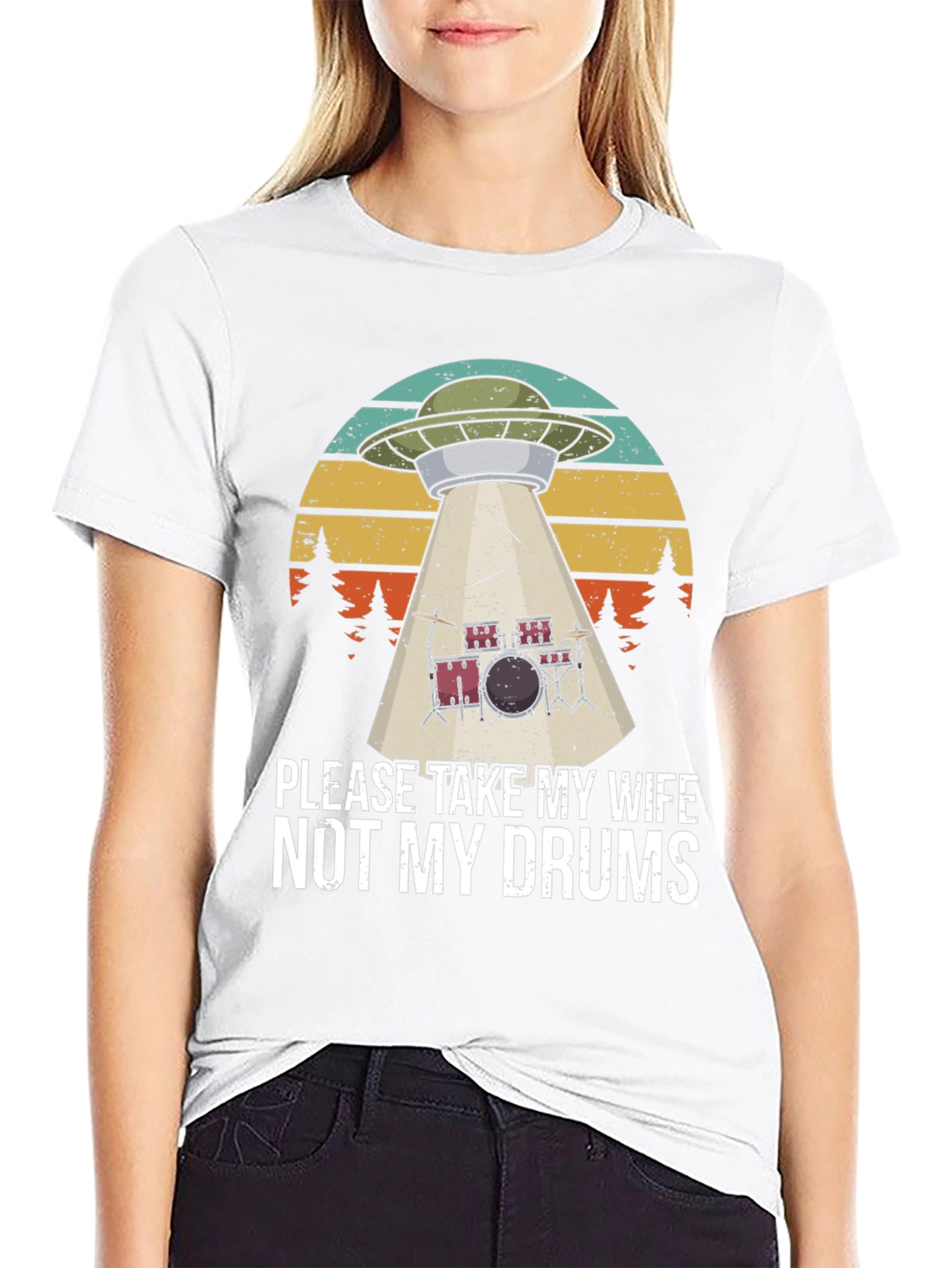 Funny UFO Abduction Drums T-Shirt