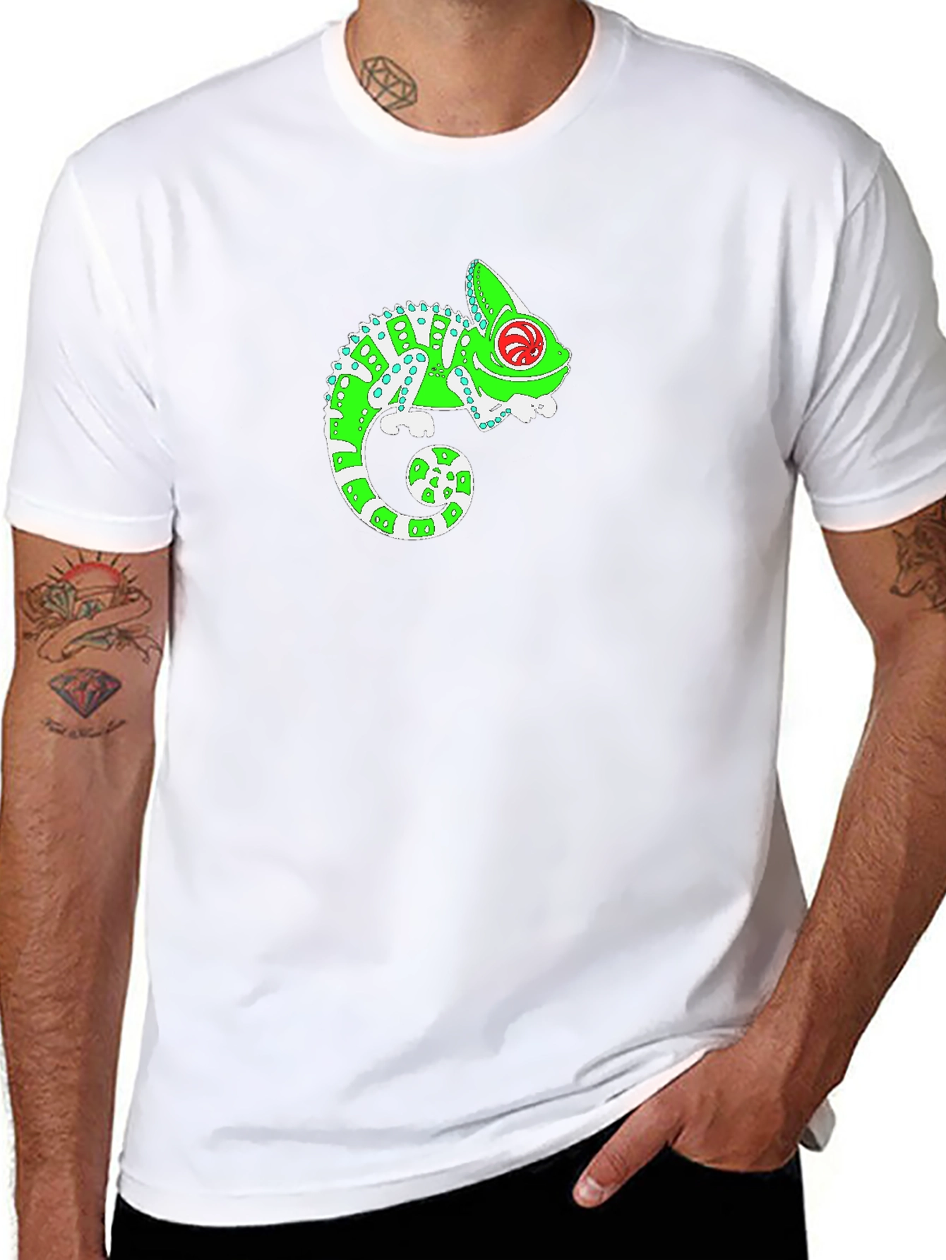 Funky Chameleon Graphic T-Shirt - Black