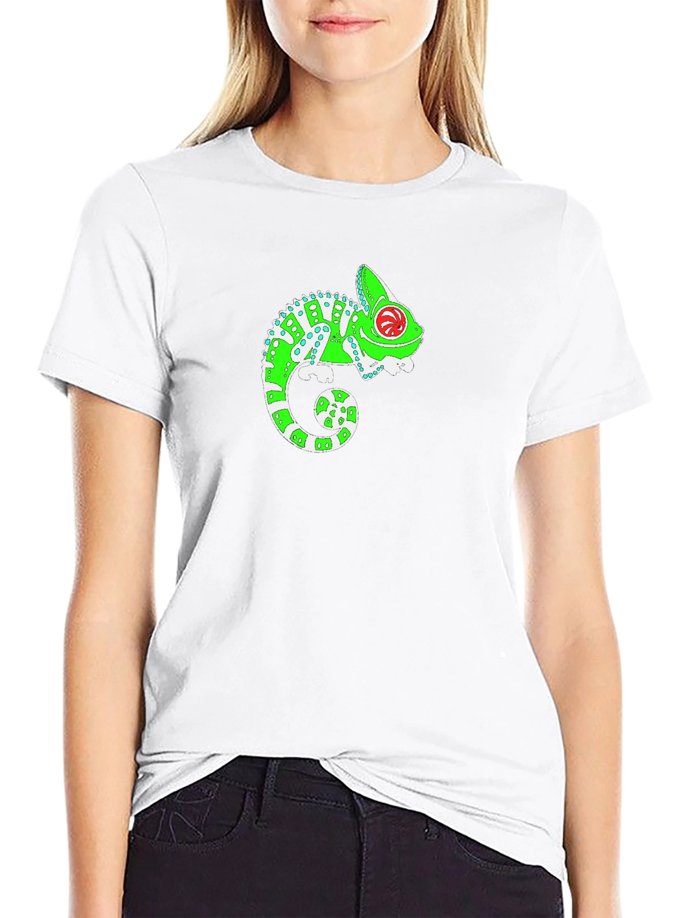 Funky Chameleon Graphic T-Shirt - Black