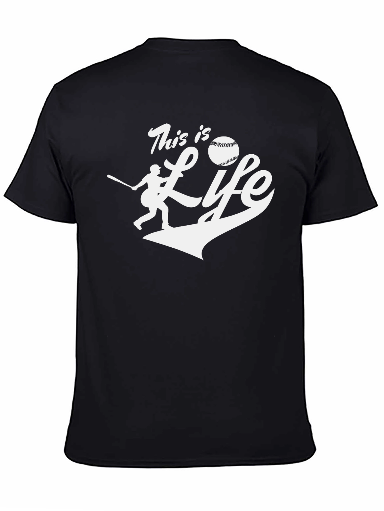 This is Life Baseball T-Shirt Black Cotton Tee