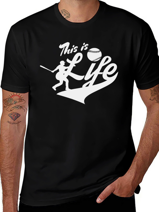 This is Life Baseball T-Shirt Black Cotton Tee