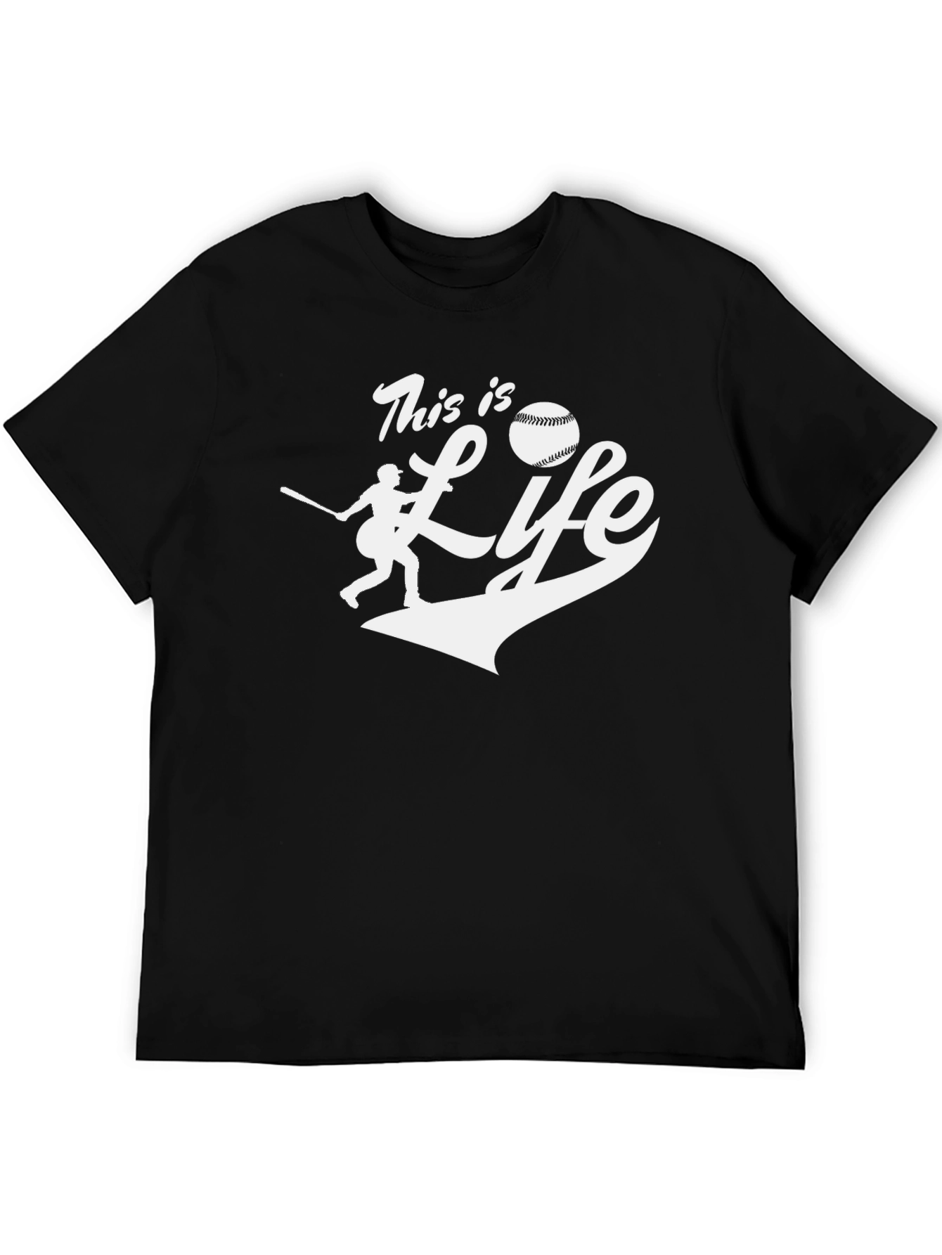 This is Life Baseball T-Shirt Black Cotton Tee
