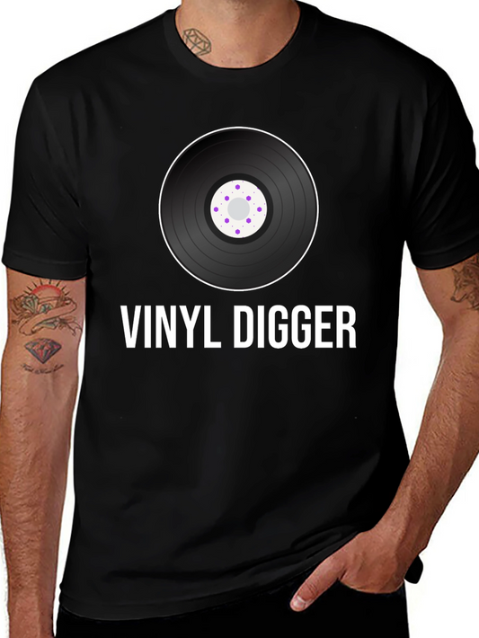 Vinyl Digger Graphic Tee - Black Record Design