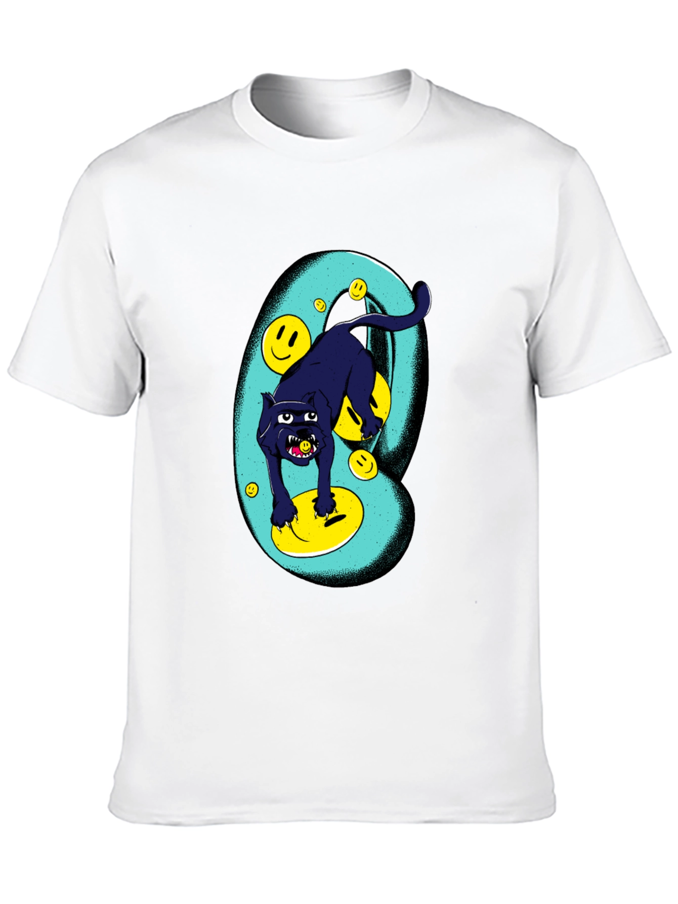 Black Panther Smiley Face Graphic Tee