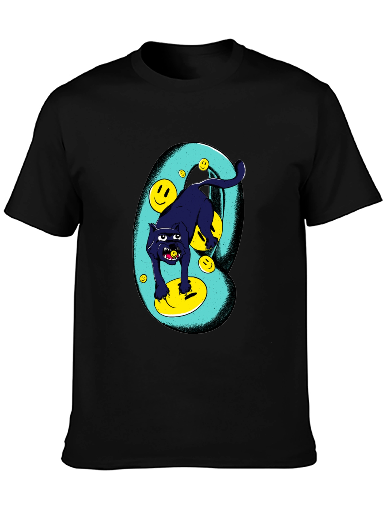 Black Panther Smiley Face Graphic Tee