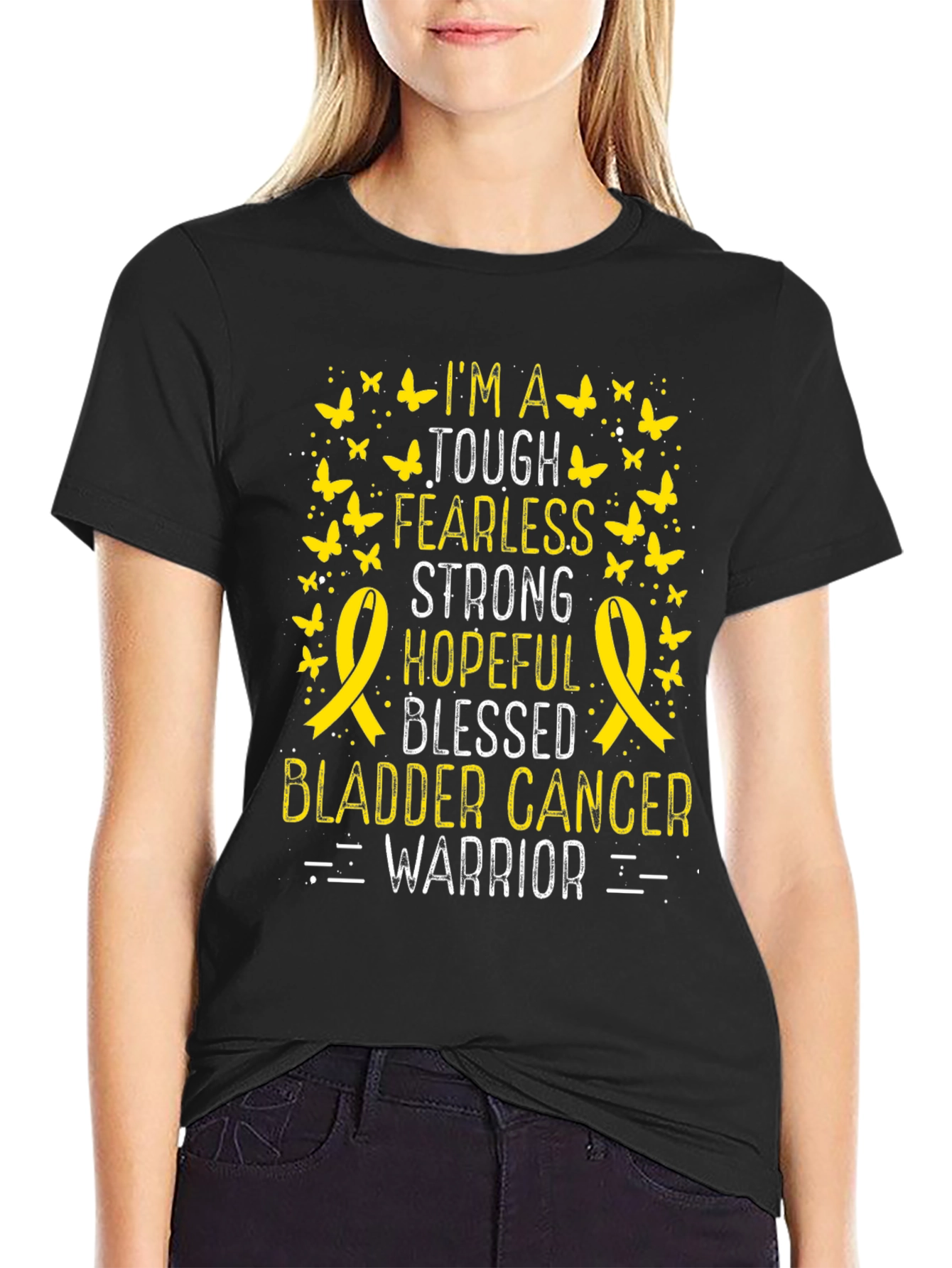 Bladder Cancer Warrior T-Shirt: Tough Fearless Strong