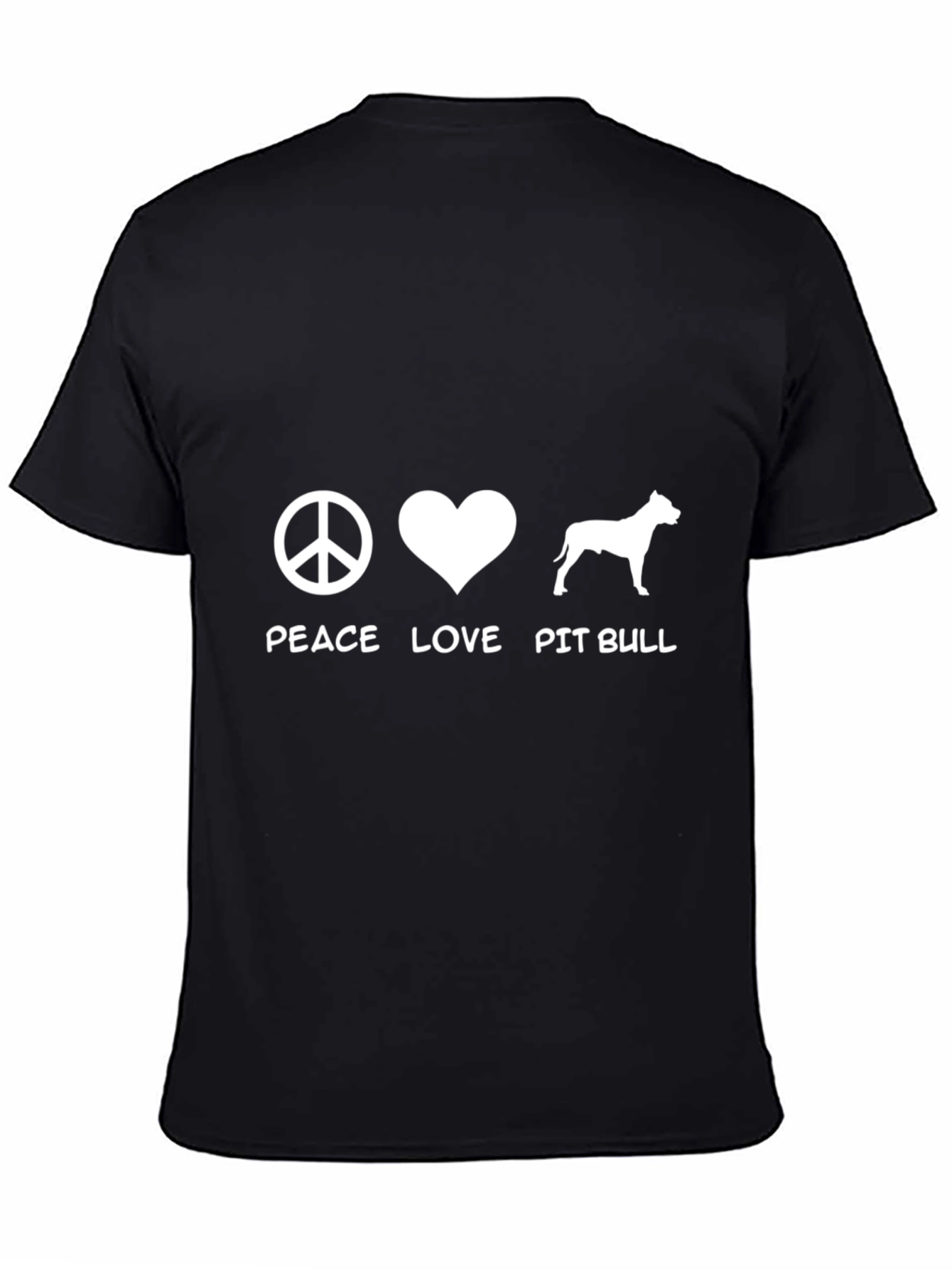 Peace Love Pitbull Graphic T-Shirt - Black