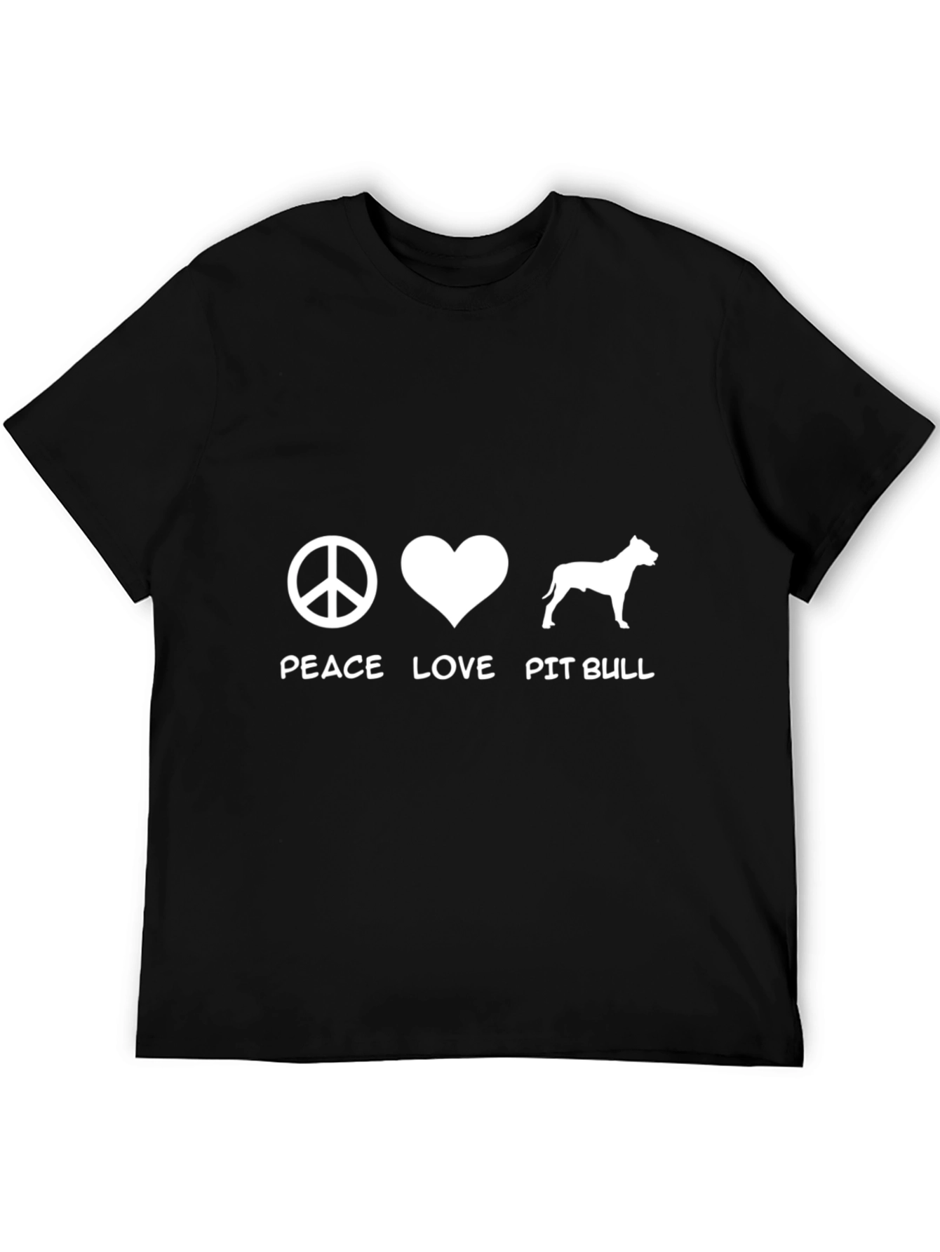 Peace Love Pitbull Graphic T-Shirt - Black