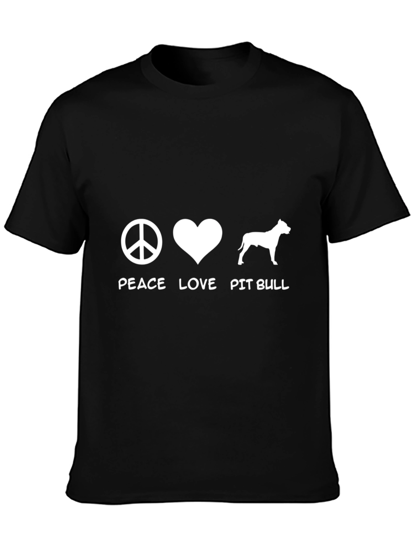 Peace Love Pitbull Graphic T-Shirt - Black